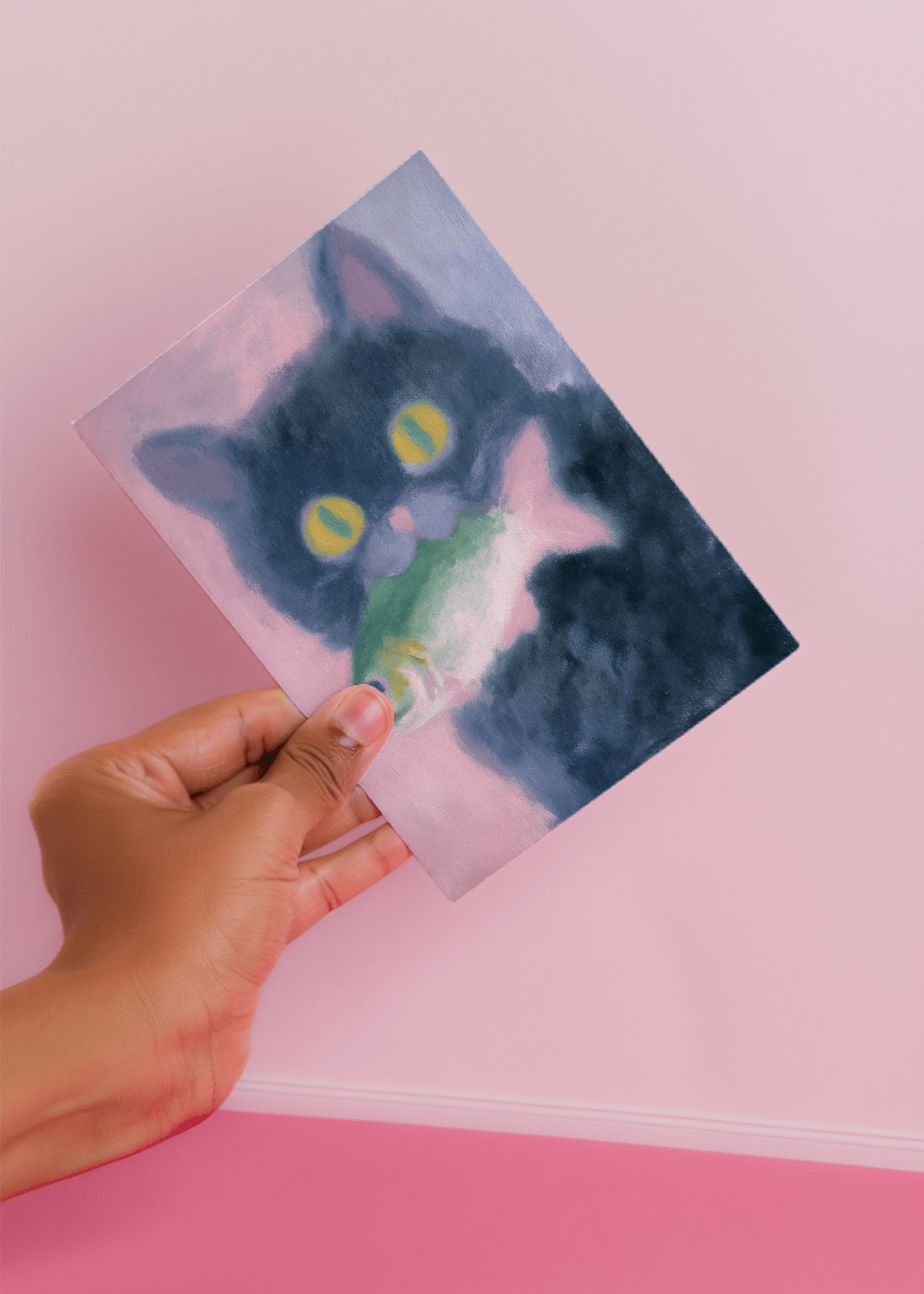 Quirky Cat with Fish Fun Card mockup 4