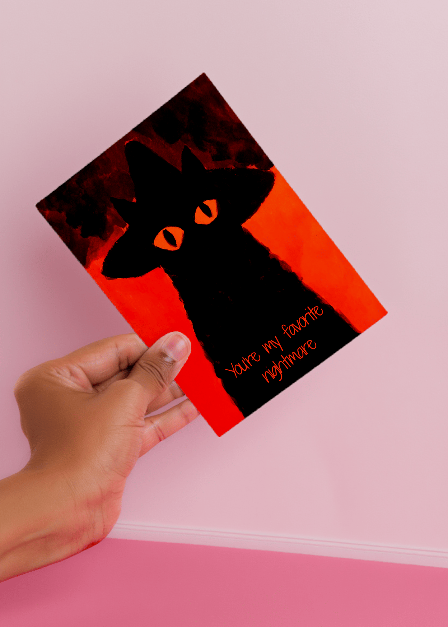 Favorite Nightmare Cat Card mockup 3