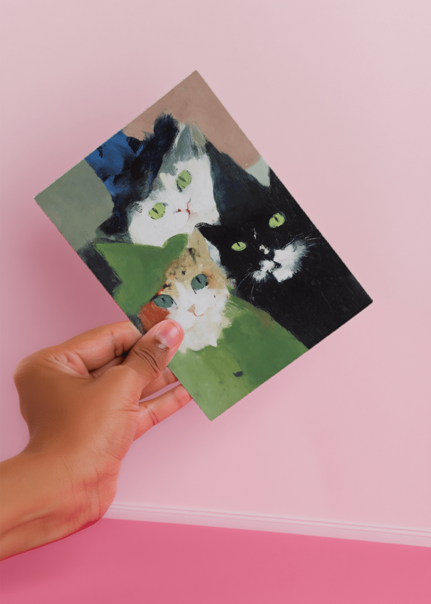 Charming Cat Trio Card mockup 4