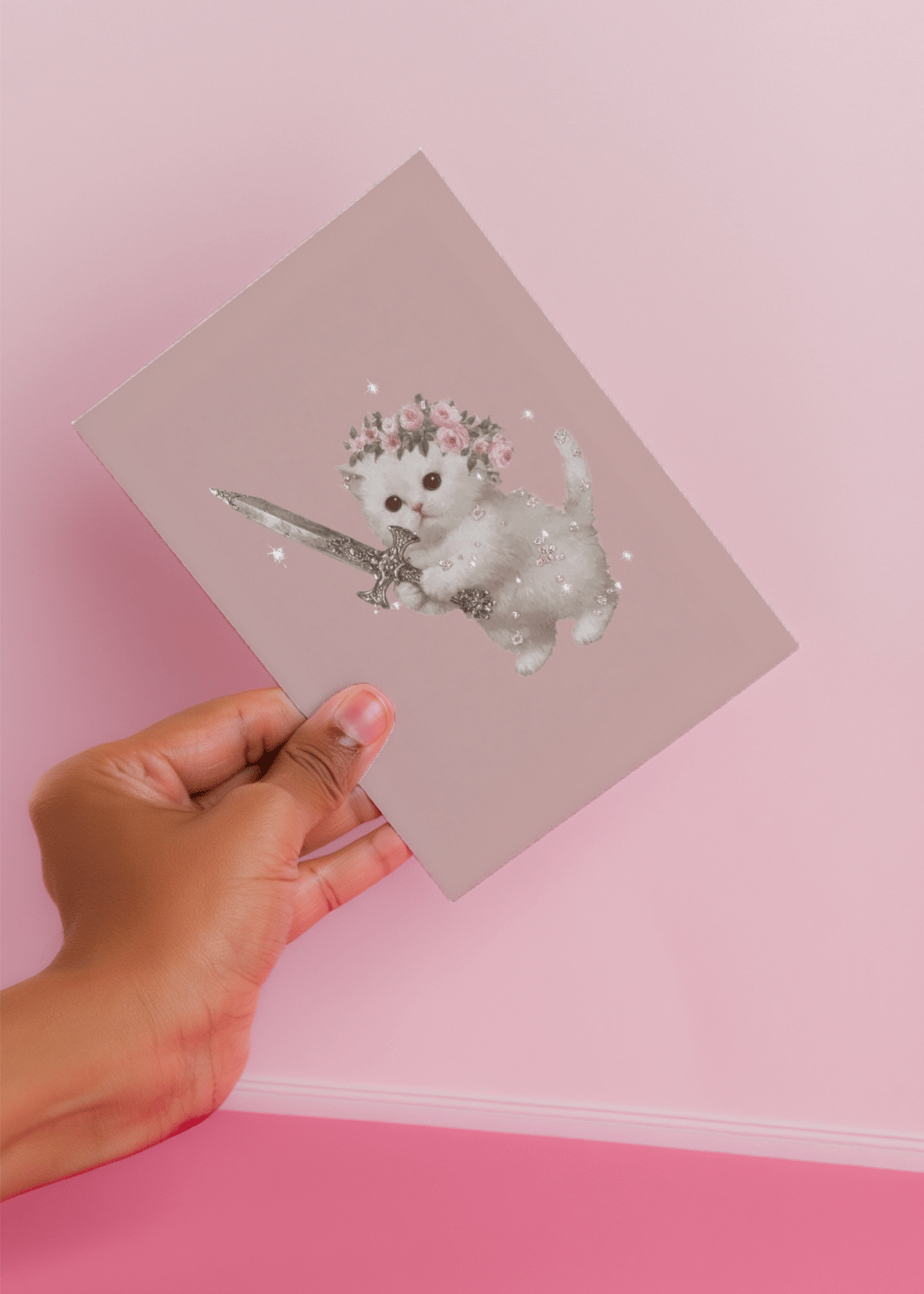Cute Cat Warrior Card mockup 4