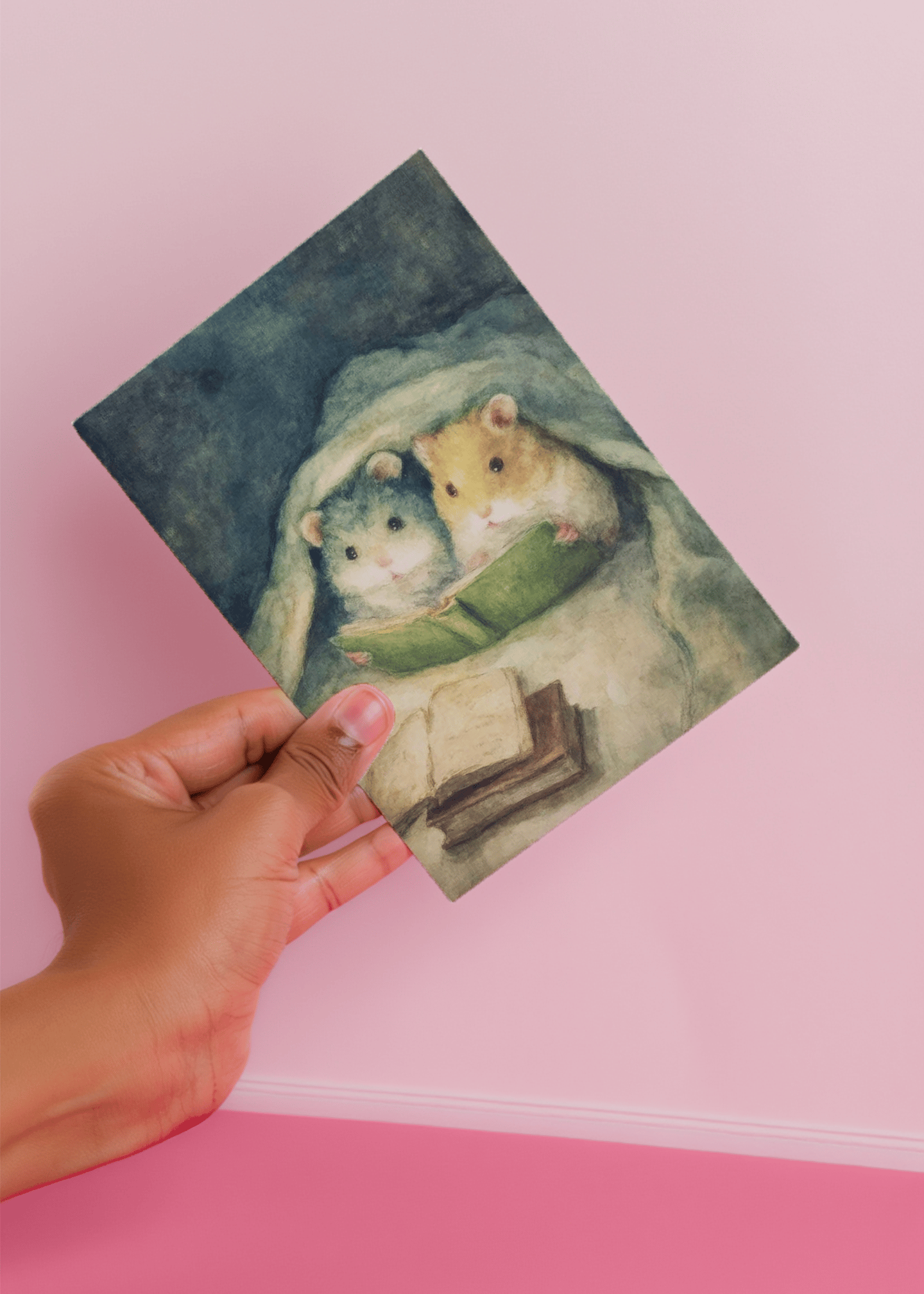 Cozy Hamsters Reading Delight mockup 4