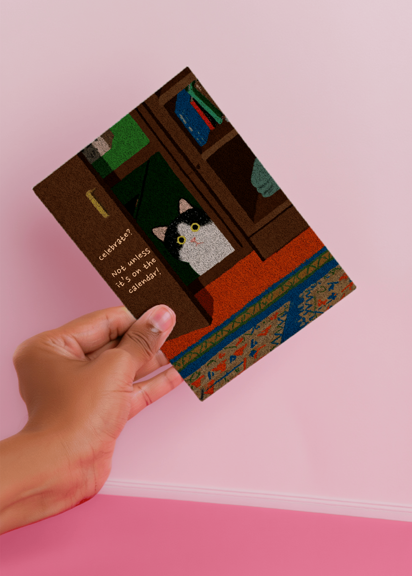 Cat Calendar Celebration Card mockup 4