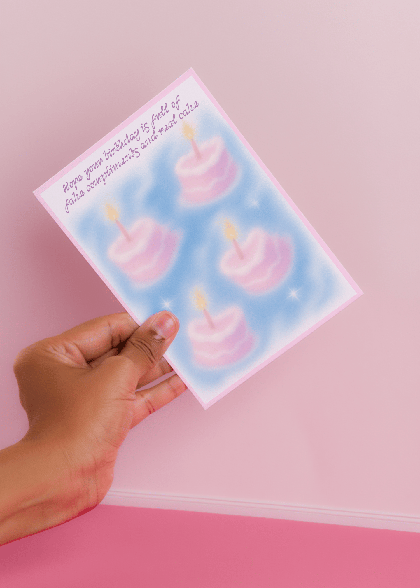 Fake Compliments Real Cake Birthday Card mockup 3