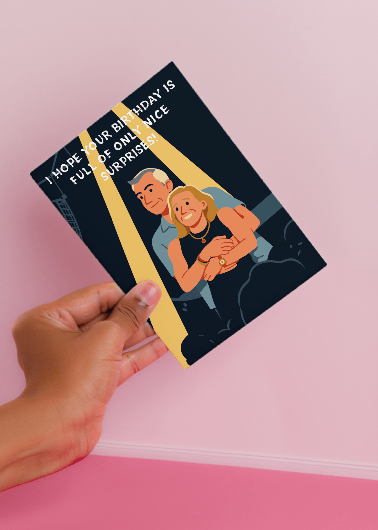 Only Nice Surprises Birthday Card mockup 4