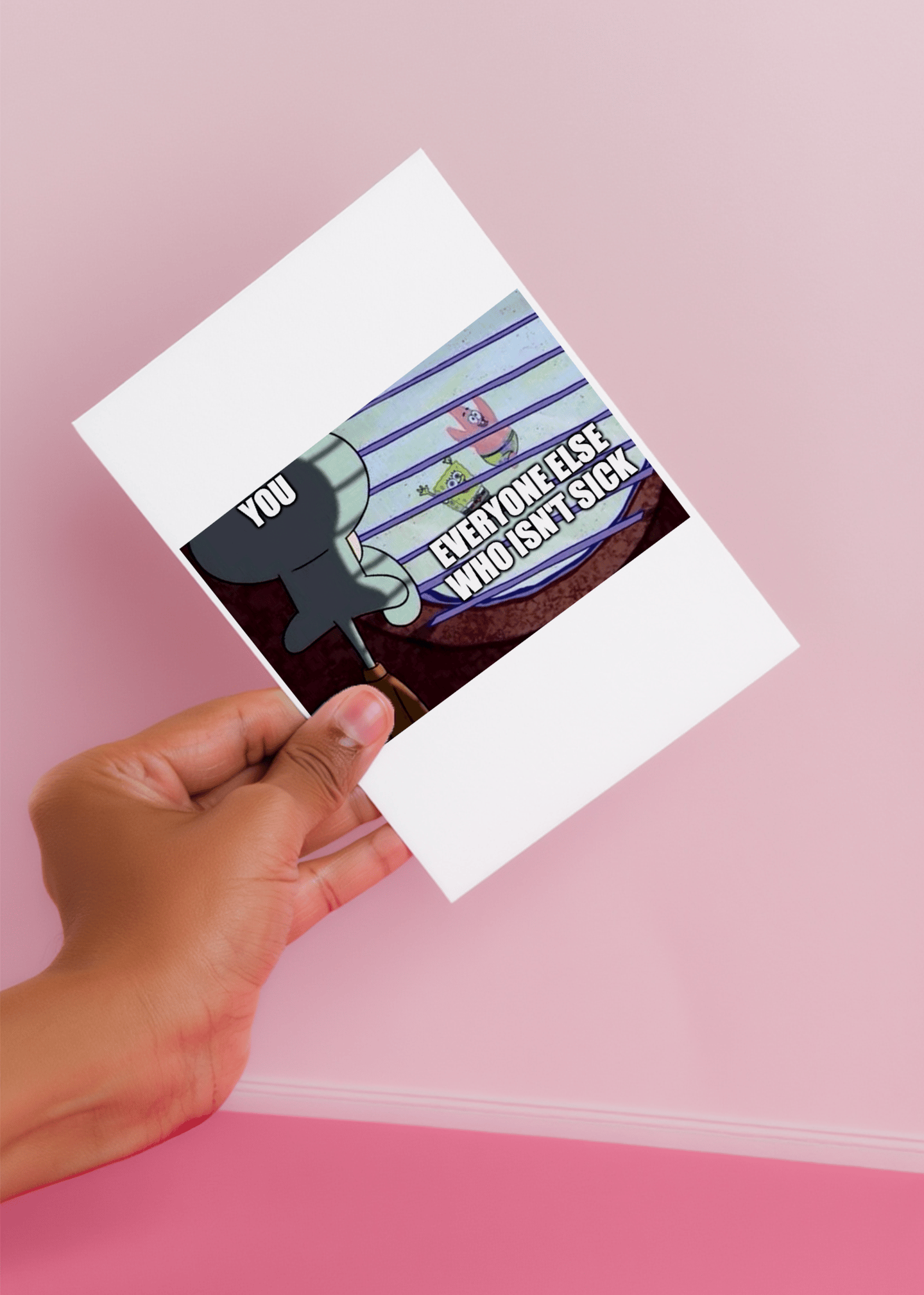 Sick Day Spongebob Window Card mockup 4