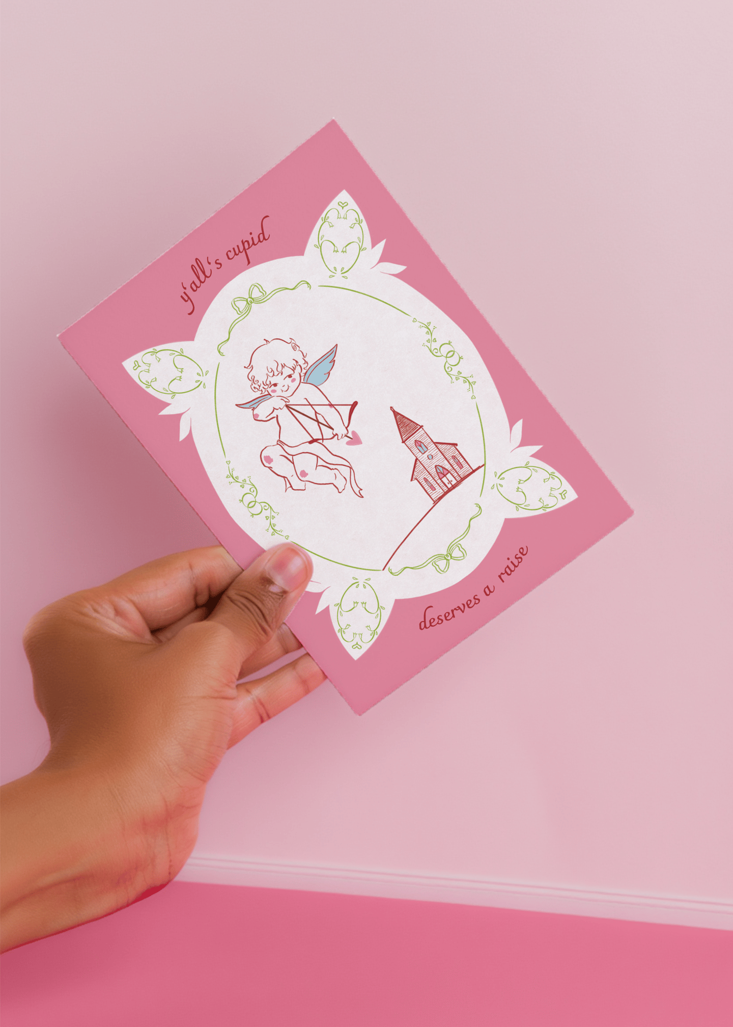 Y’all’s Cupid Deserves a Raise Card mockup 4