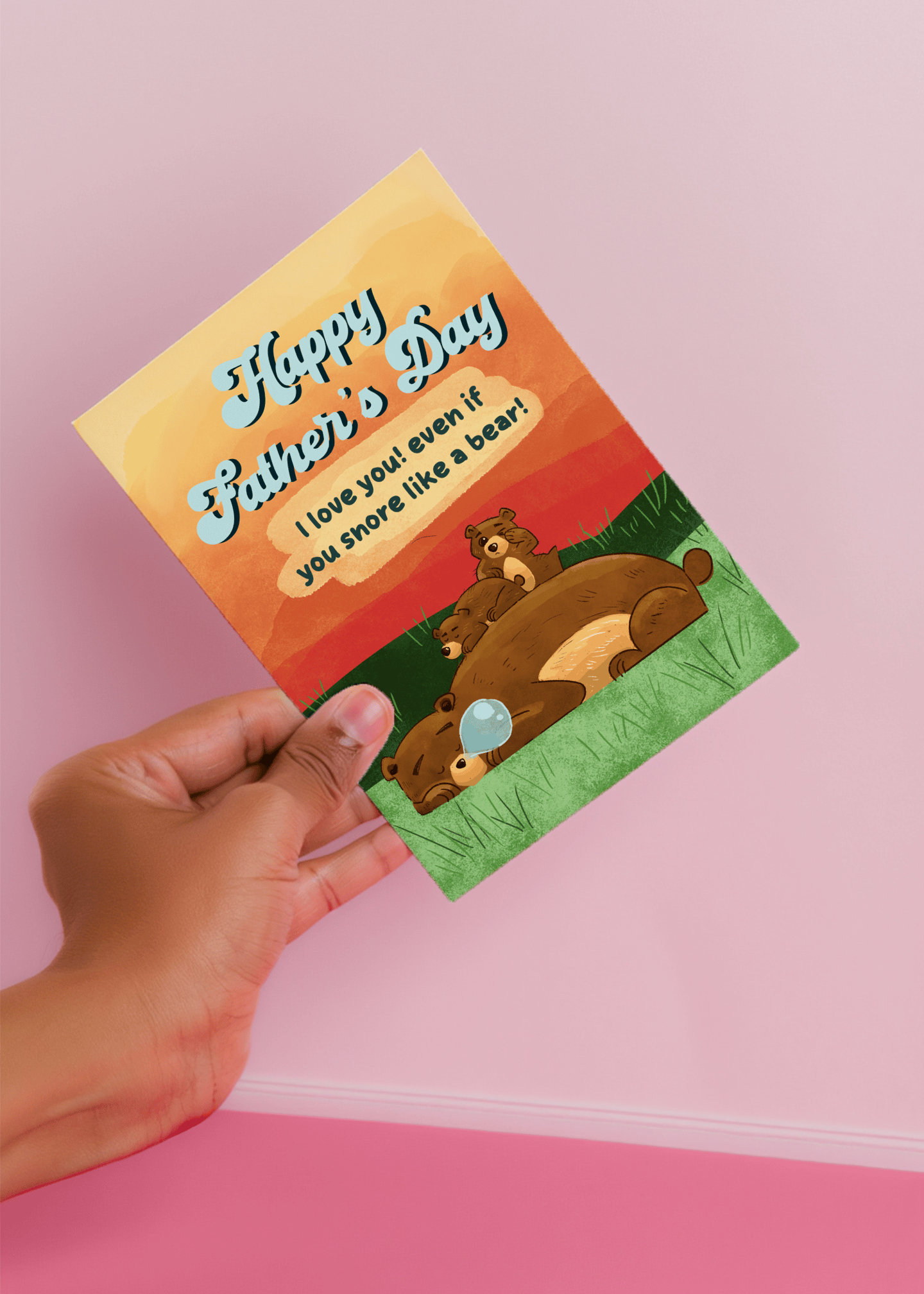 Happy Father’s Day Bear Snore Card mockup 3