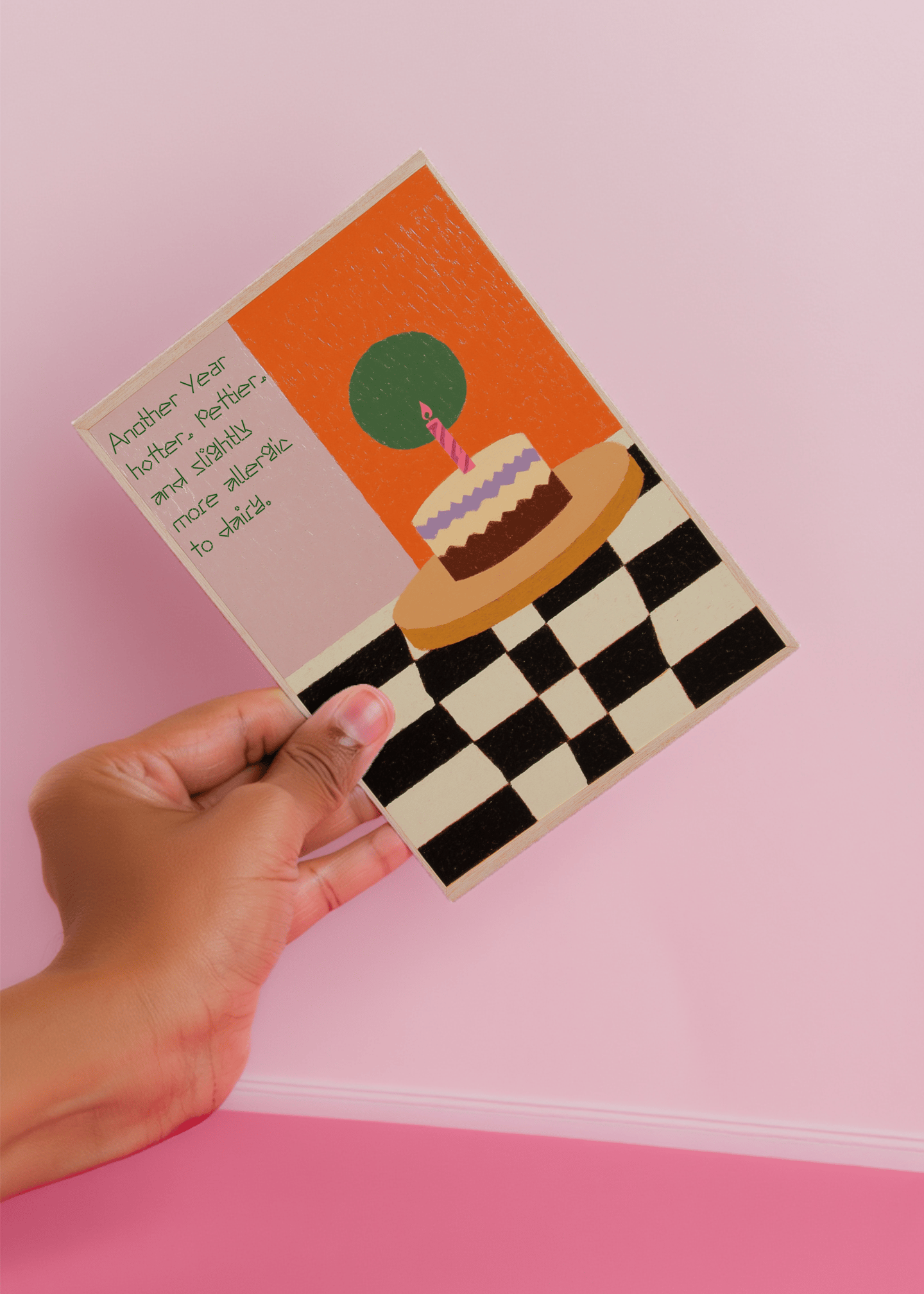Hotter Prettier Allergic to Dairy Birthday Card mockup 4