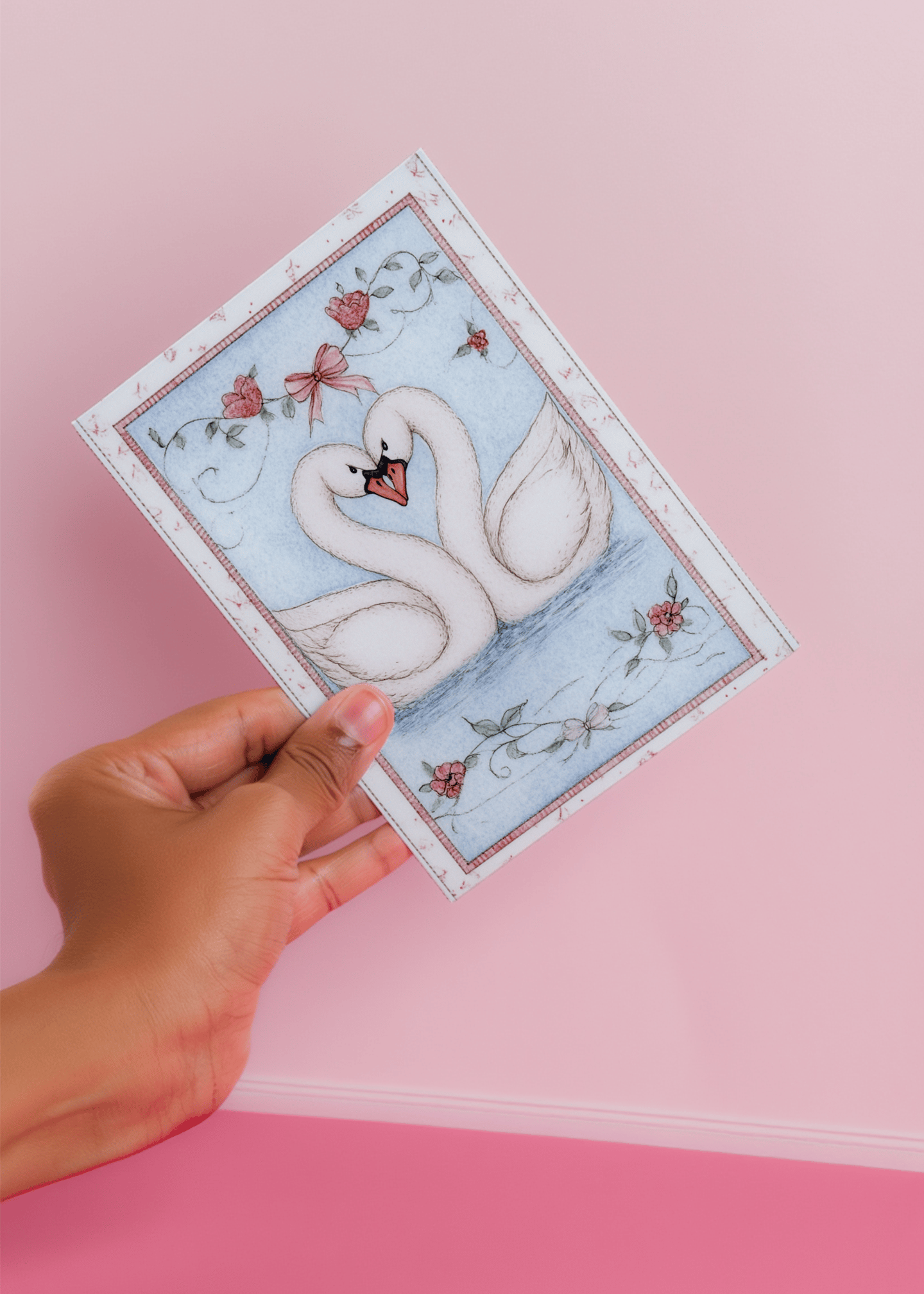 Romantic Swans Love Card mockup 4
