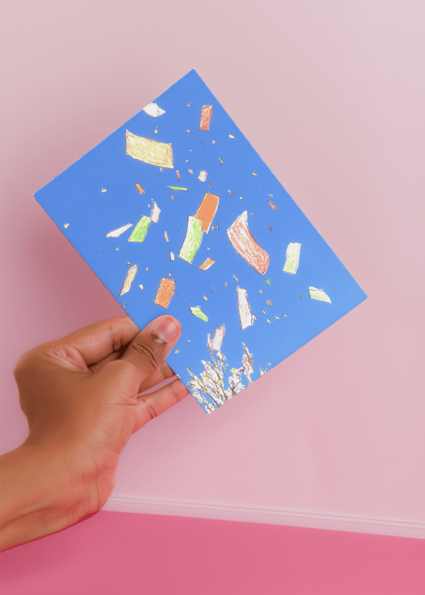 Crayon Confetti Celebration Card mockup 4