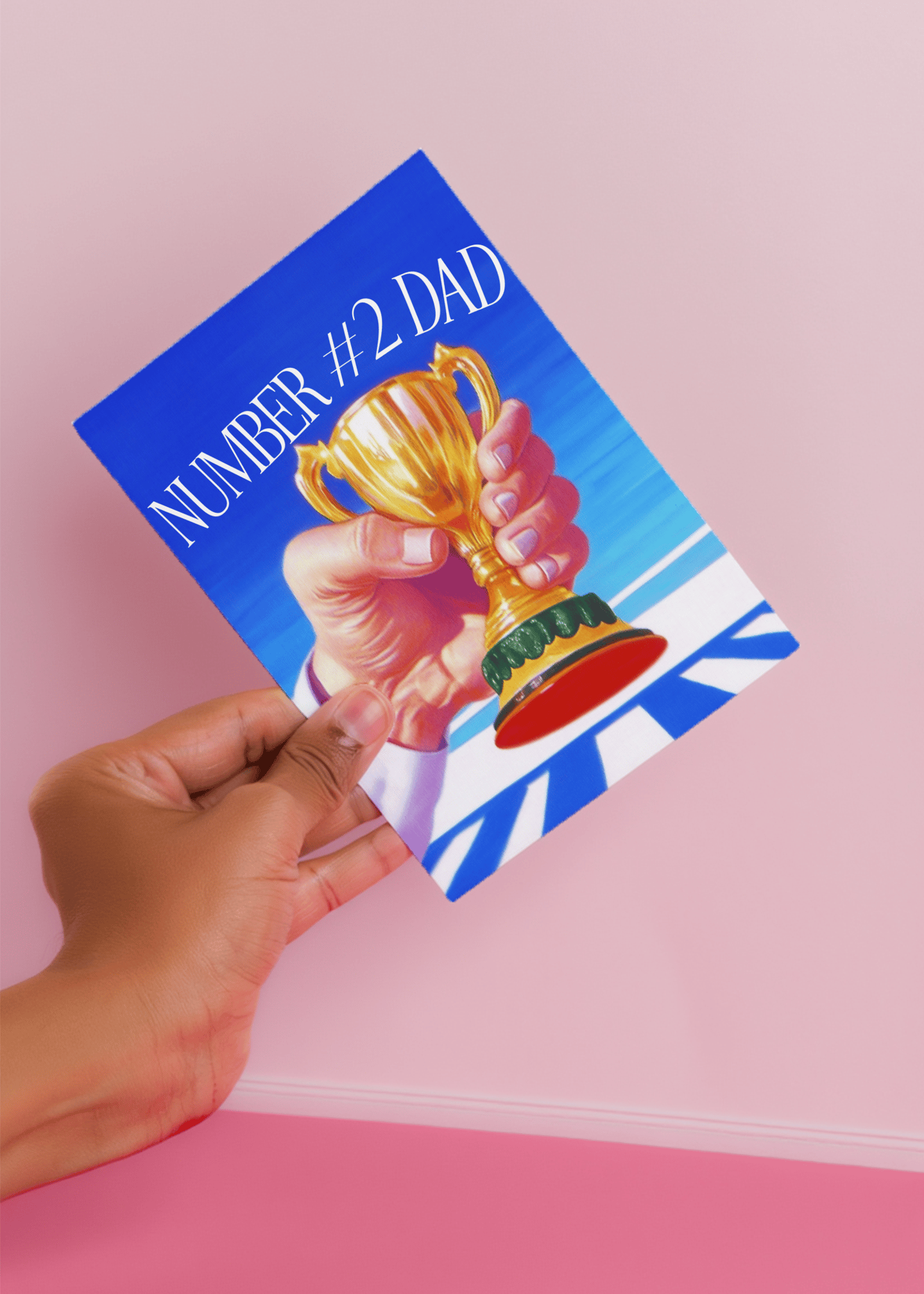 Number Two Dad Trophy Card mockup 4