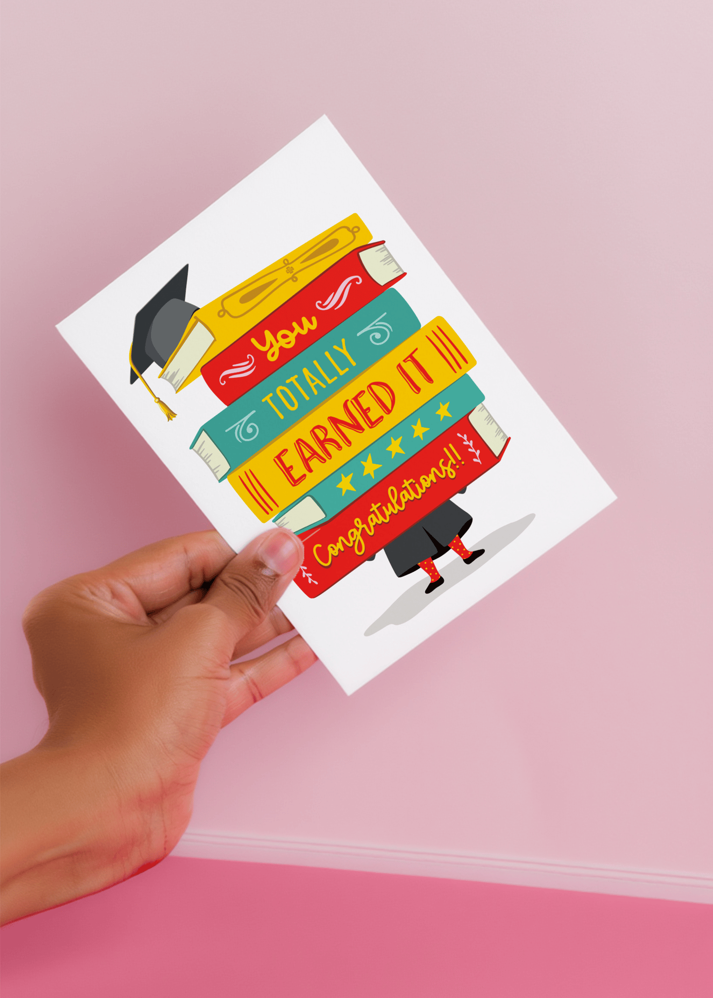 Book Stack Graduation Congrats Card mockup 4