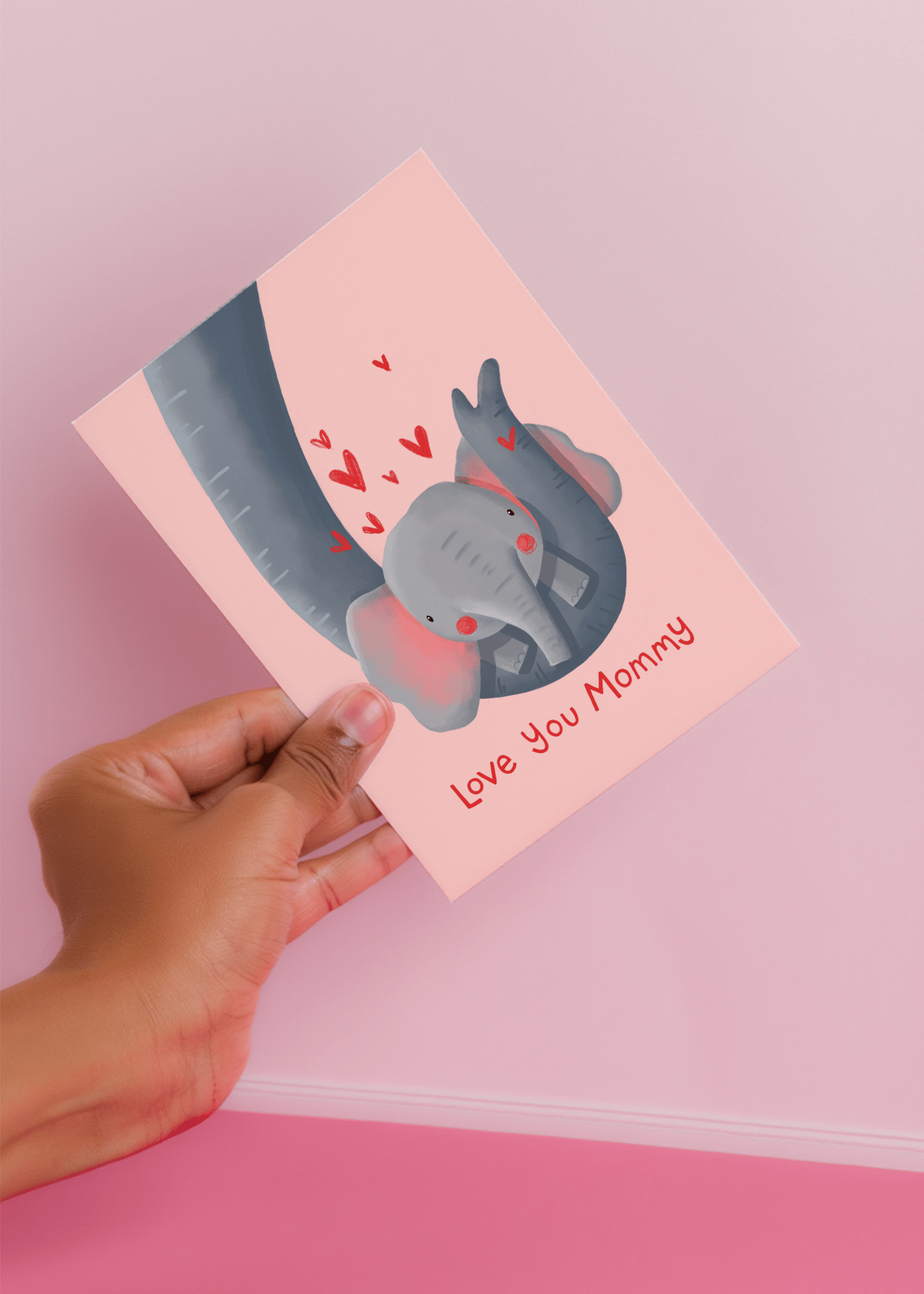 Love You Mommy Elephant Card mockup 4