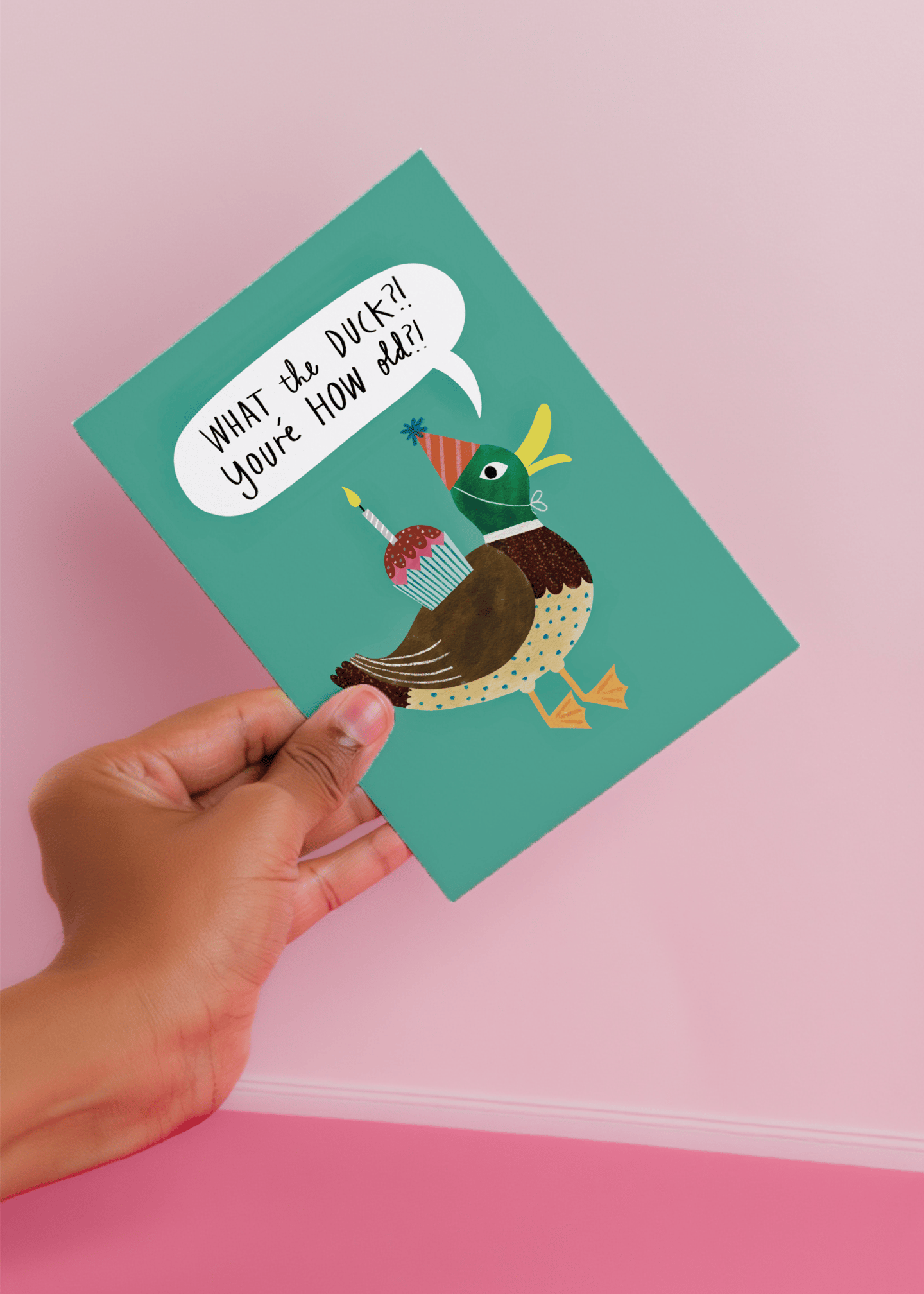 What the Duck Birthday Card mockup 4