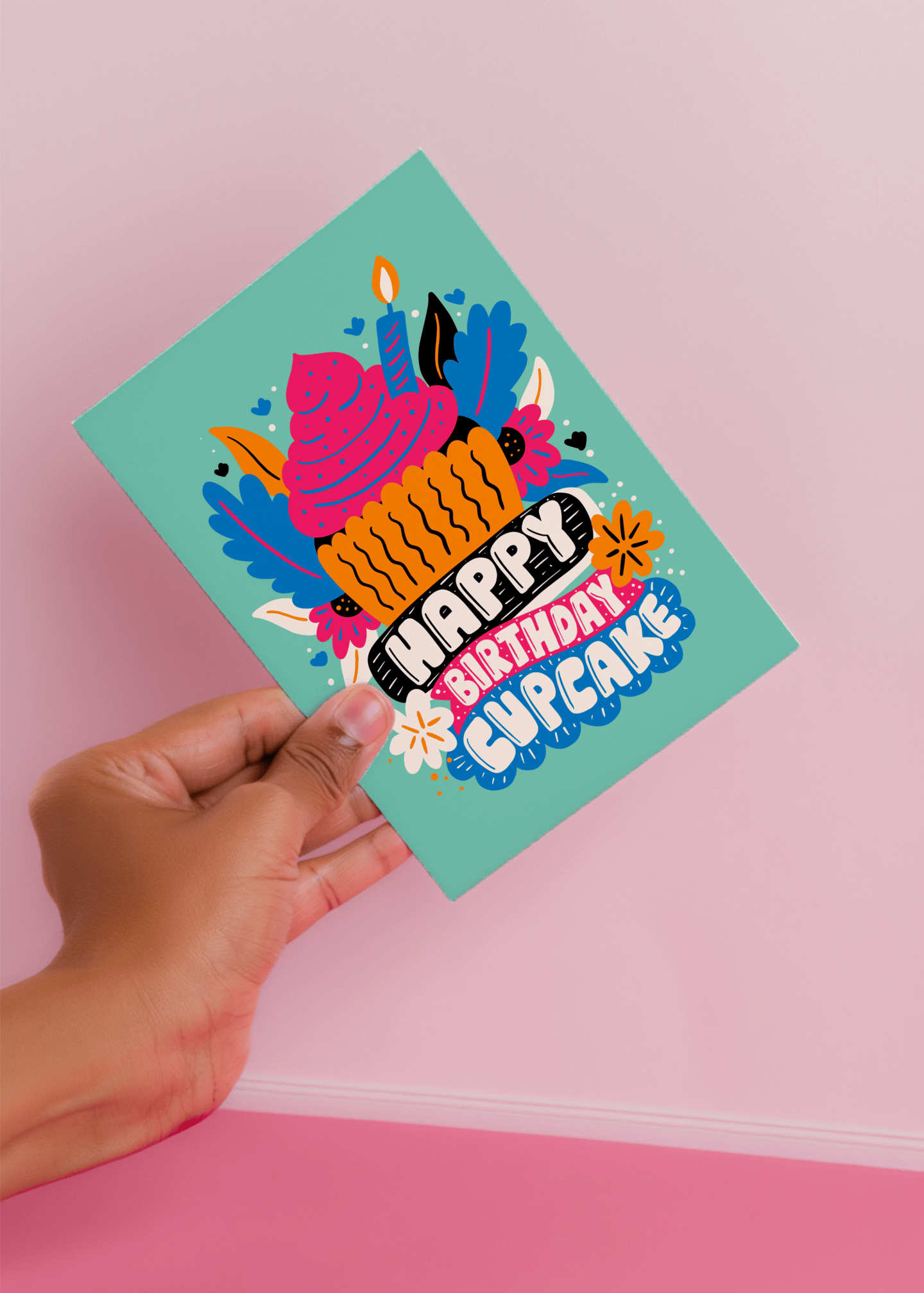 Happy Birthday Cupcake Card mockup 4