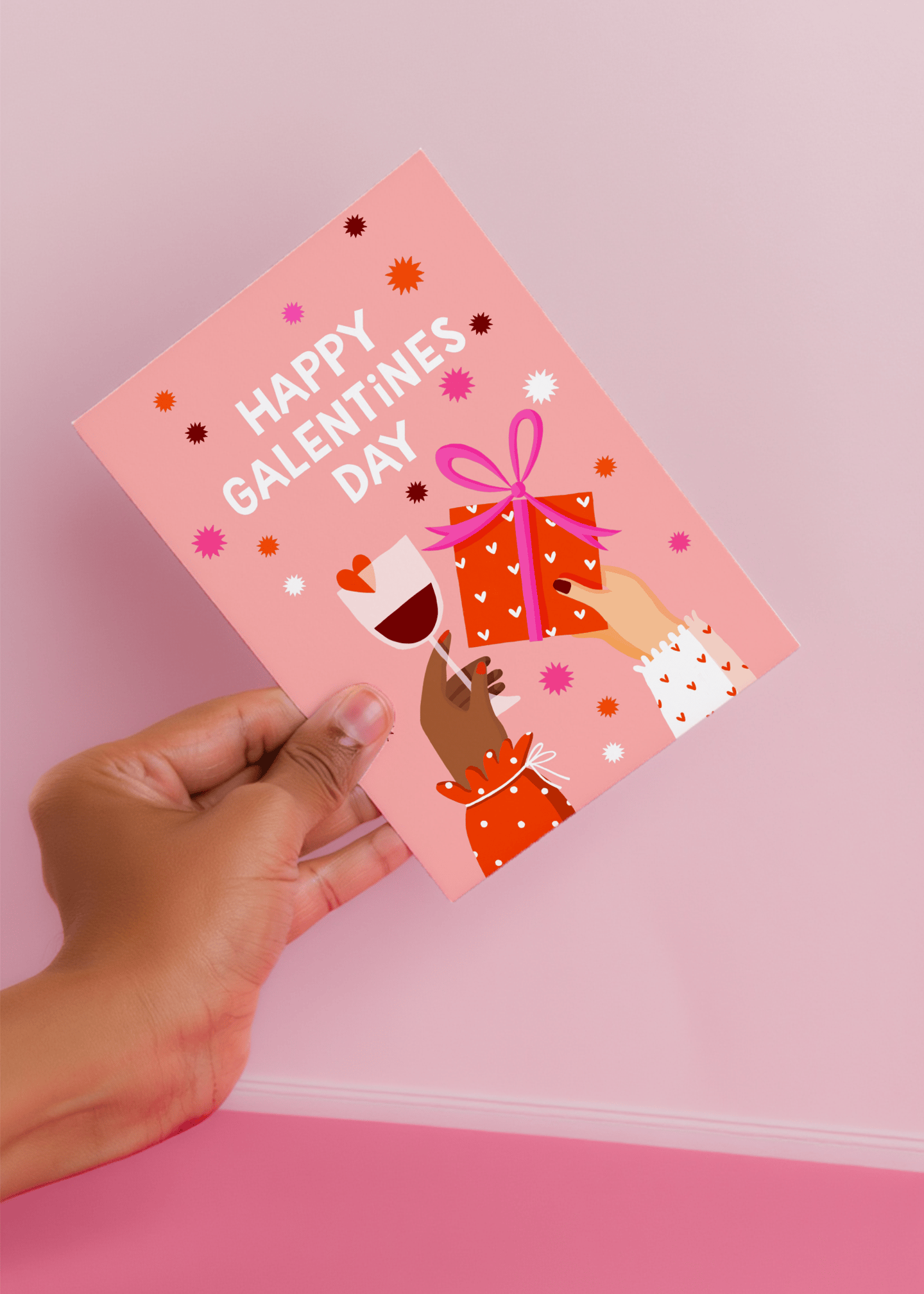 Happy Galentine's Day Gift and Wine mockup 4