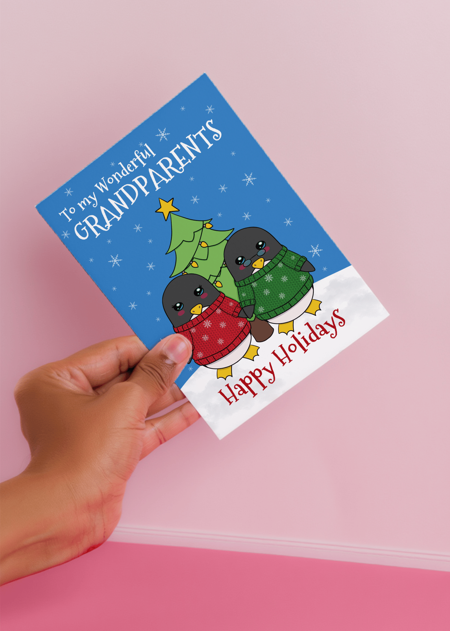 Happy Holidays Grandparents Penguins mockup 4