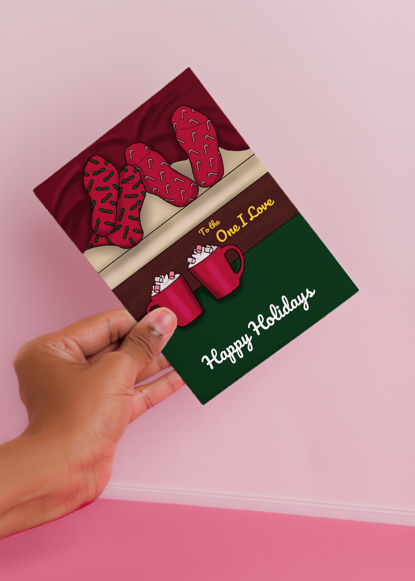Romantic Holiday Socks And Cocoa mockup 4