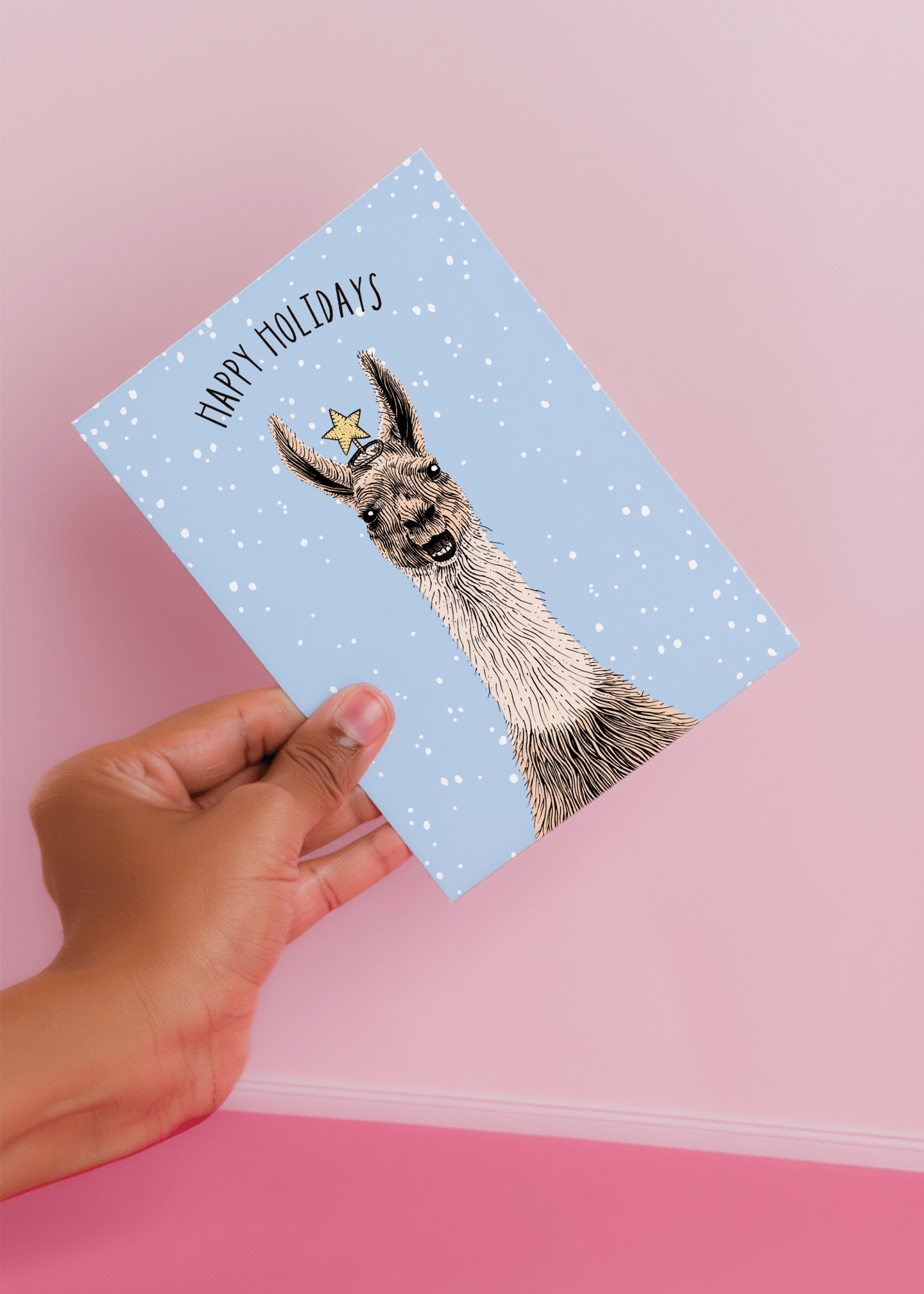 Festive Llama Holiday mockup 4