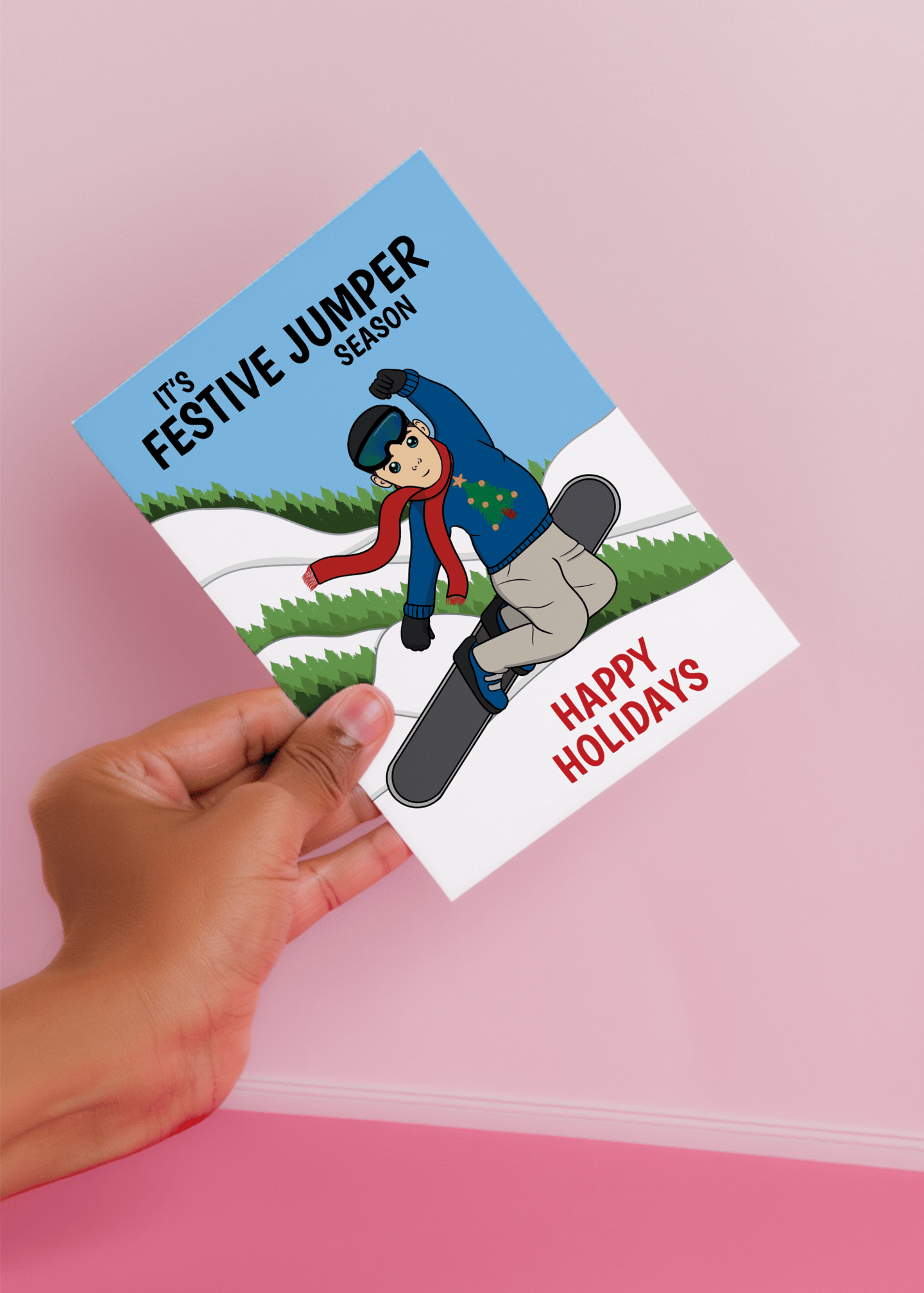 Festive Jumper Snowboarding mockup 4