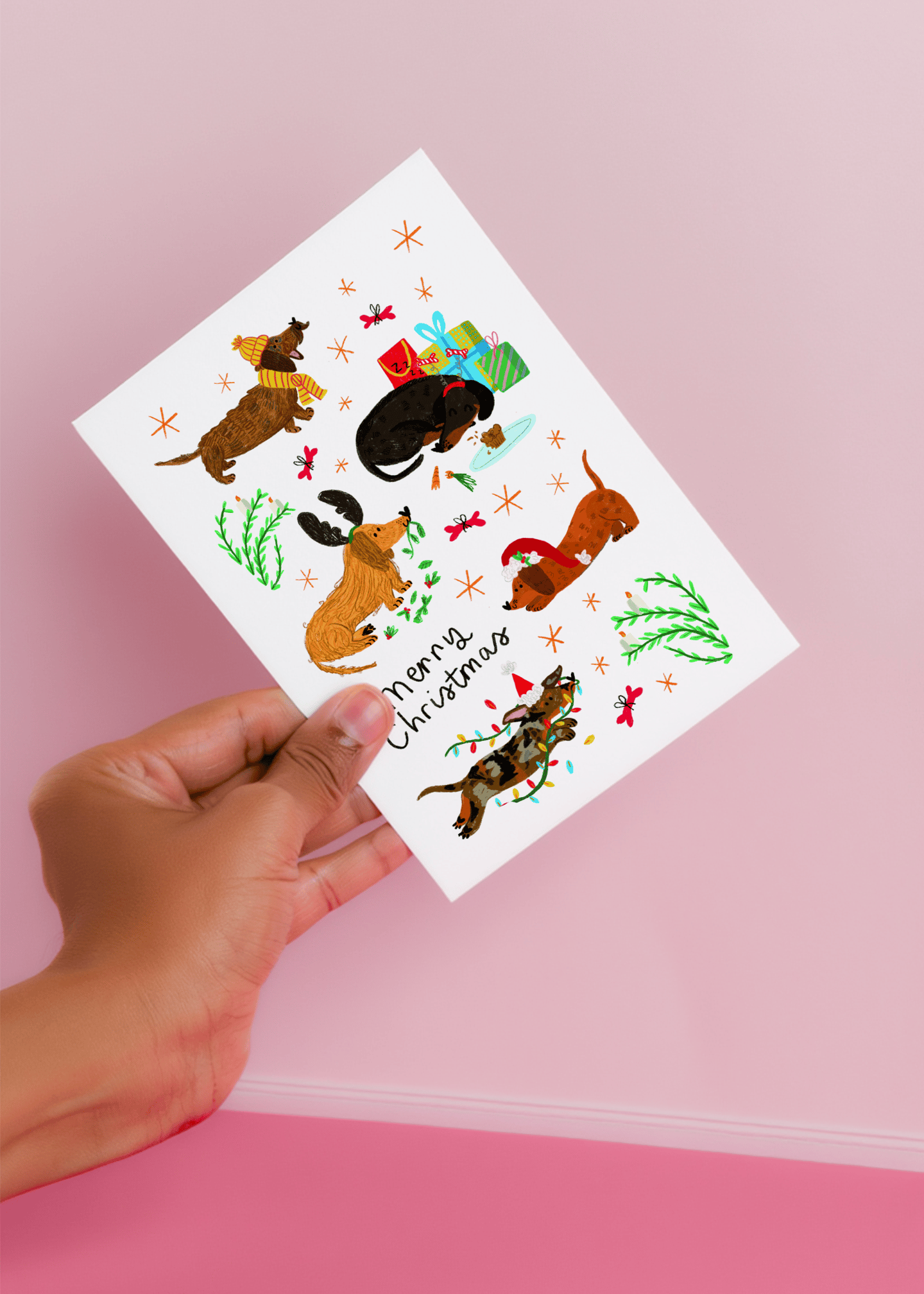 Festive Dachshunds Celebrating Christmas Cheer mockup 4