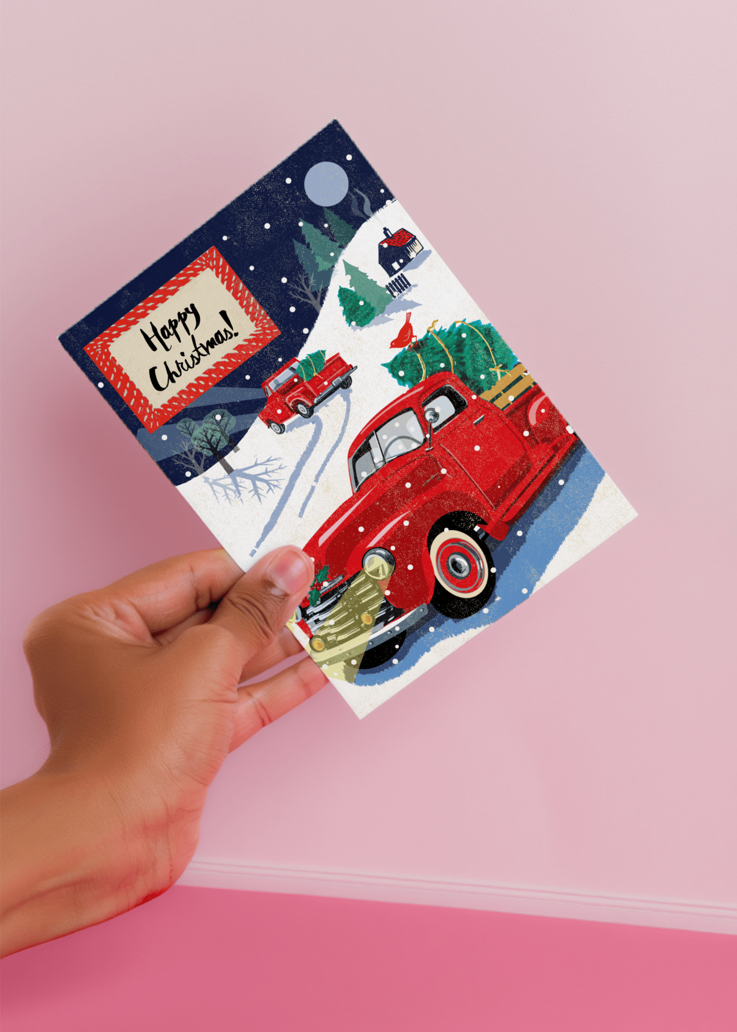 Happy Christmas - Red Truck mockup 3