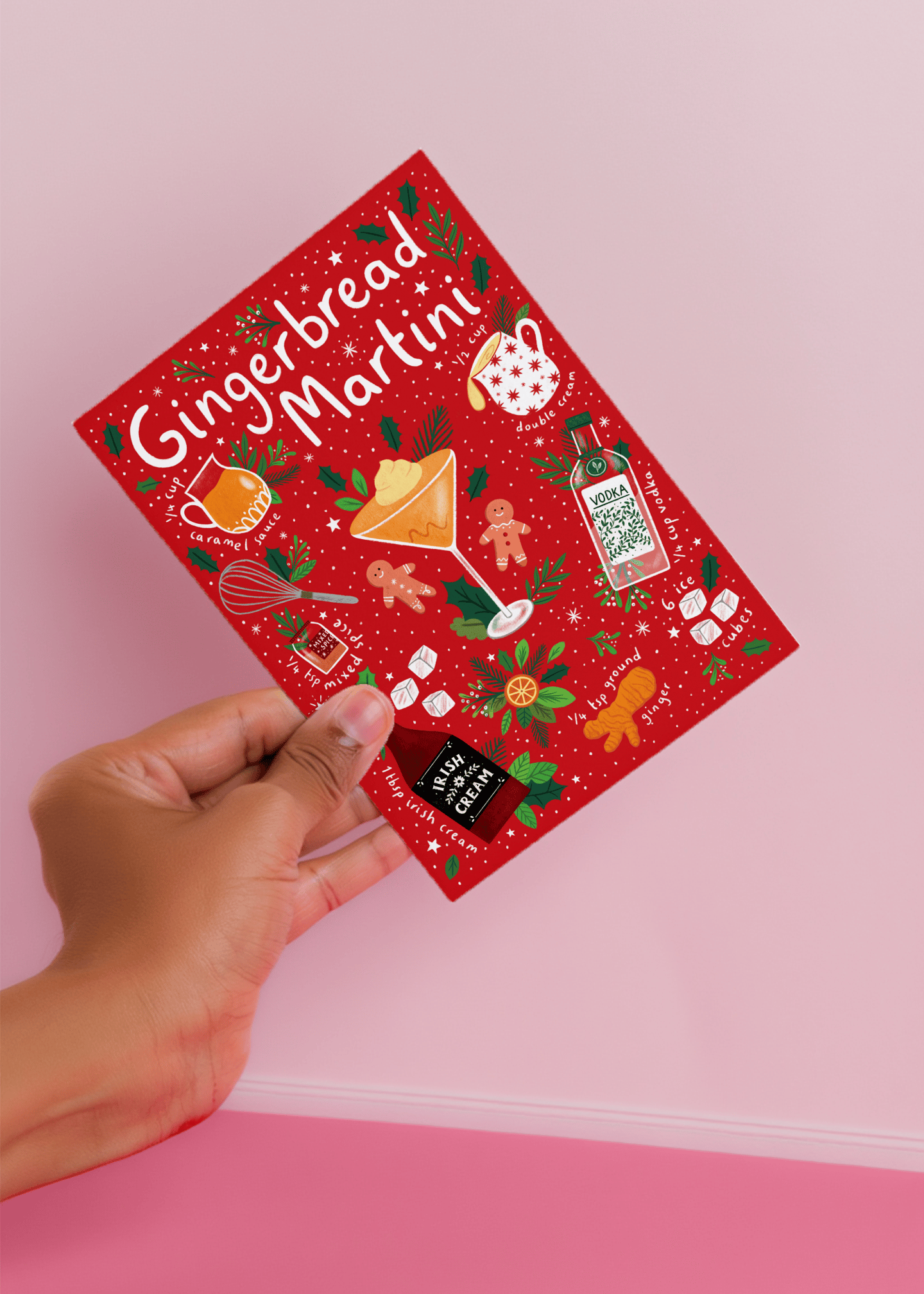 Gingerbread Martini Recipe Illustration mockup 3