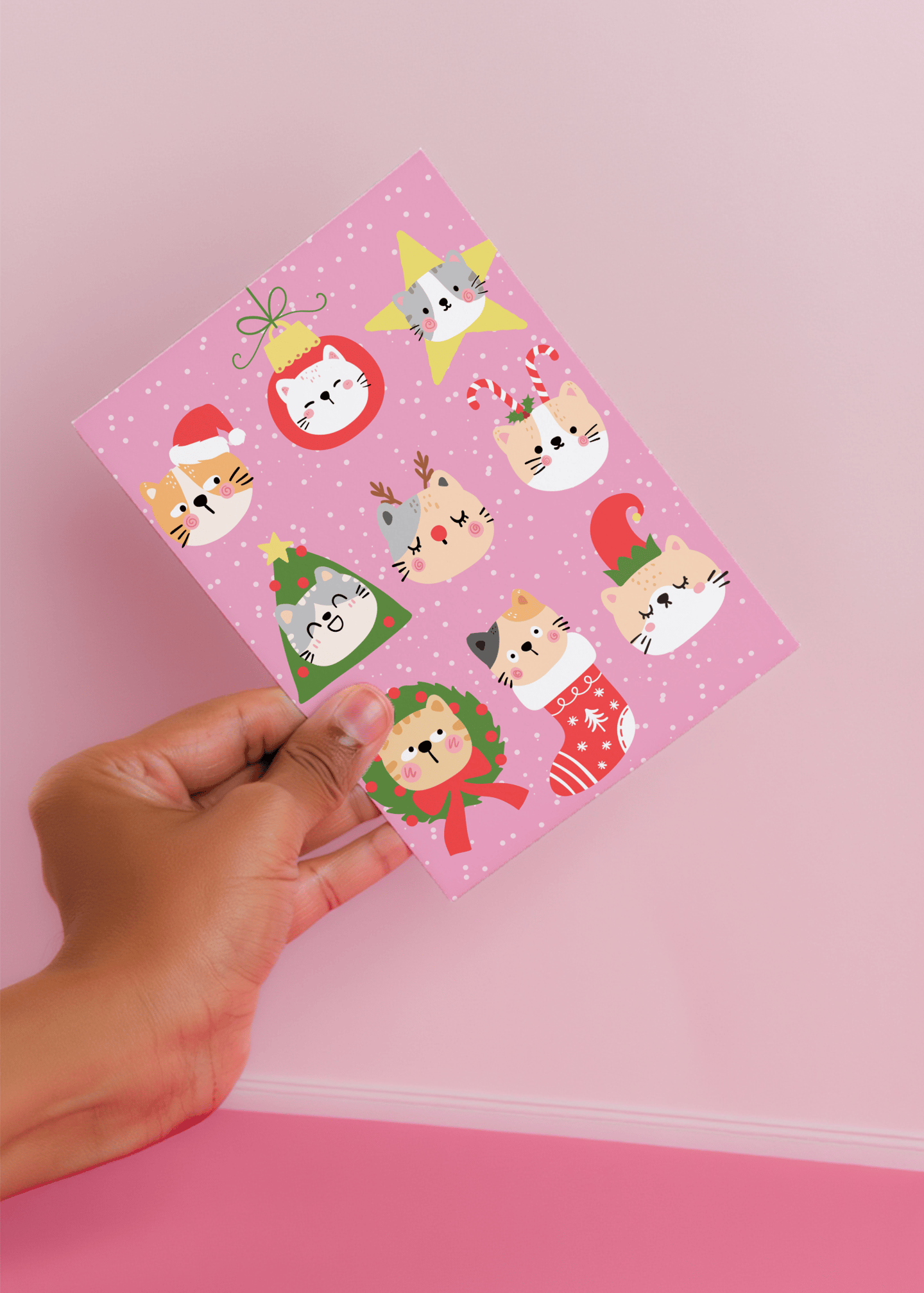 Cute Cat Christmas Card mockup 4