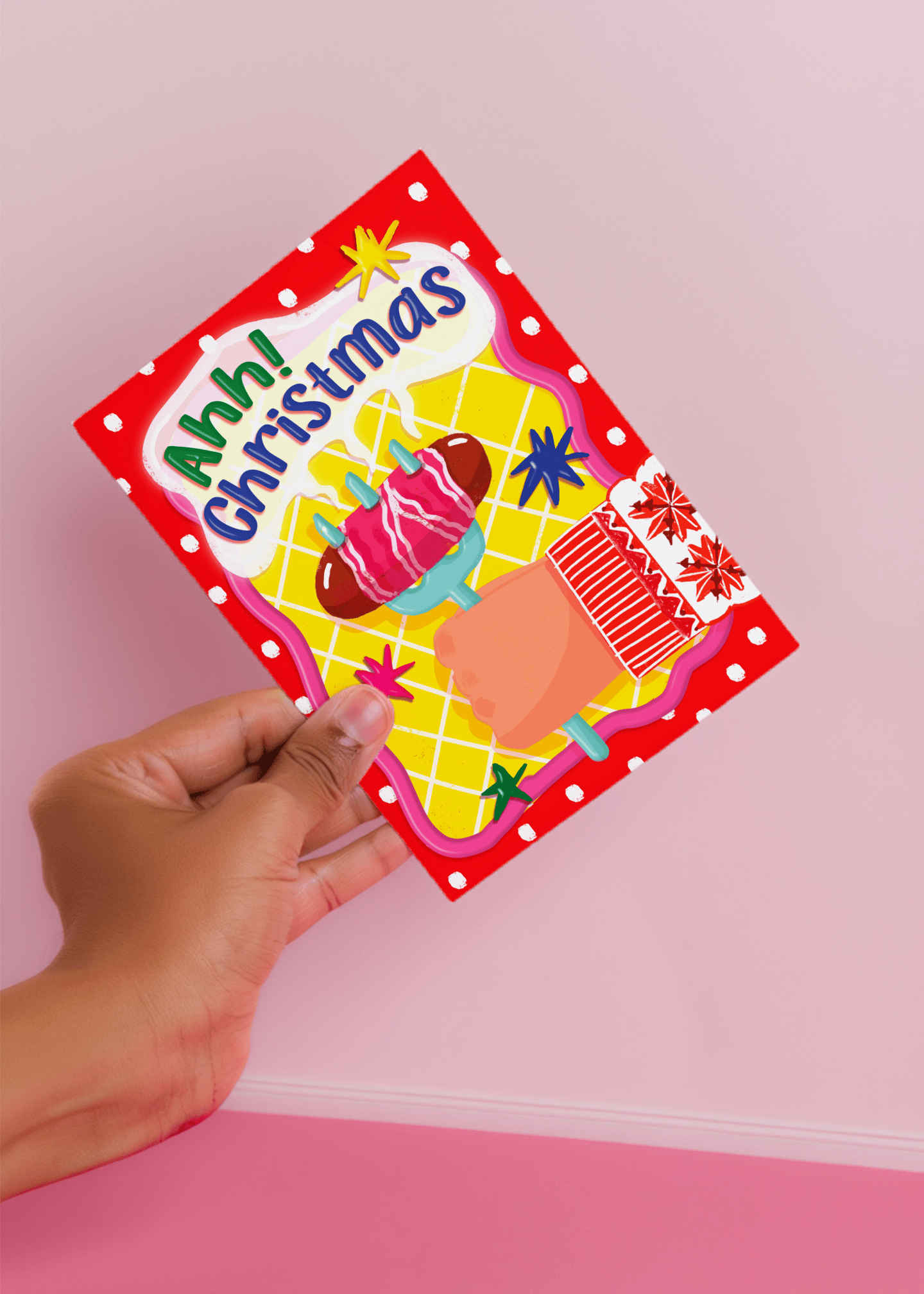 Ahh! Christmas Sausage Christmas Card mockup 2