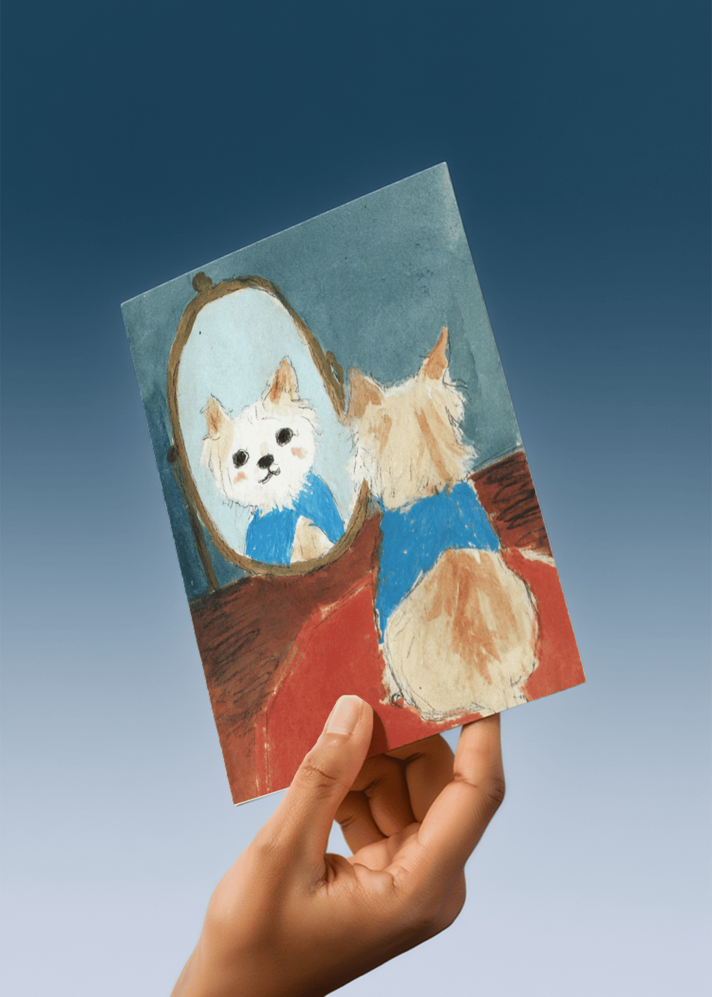 dog looking in mirror mockup 4