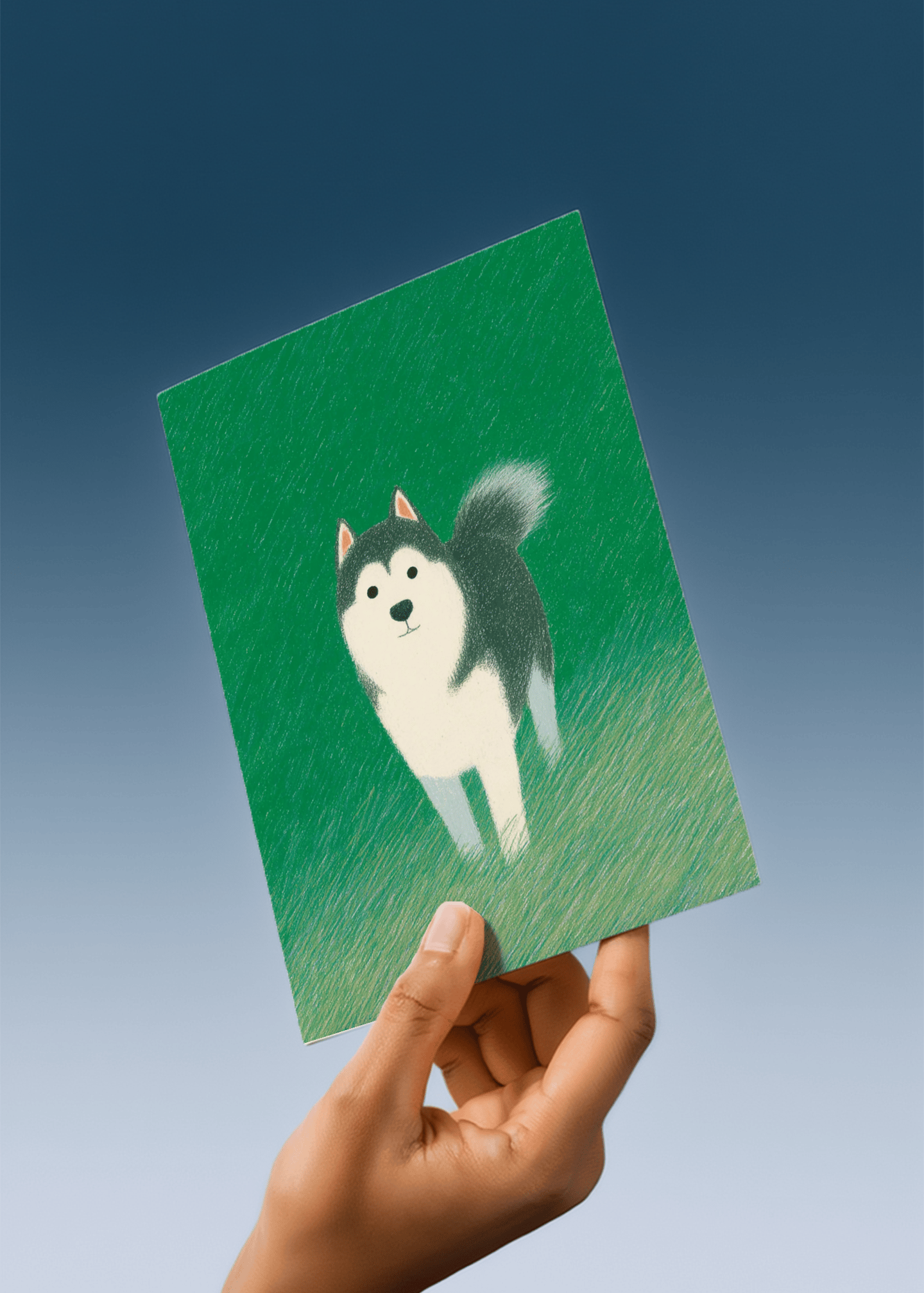 husky in grass mockup 4