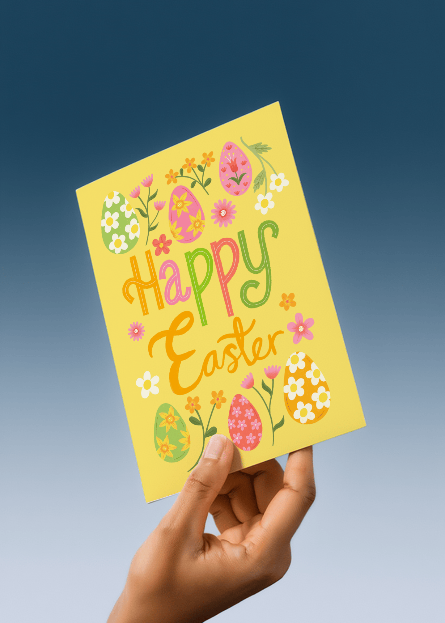 happy easter floral and egg design mockup 4