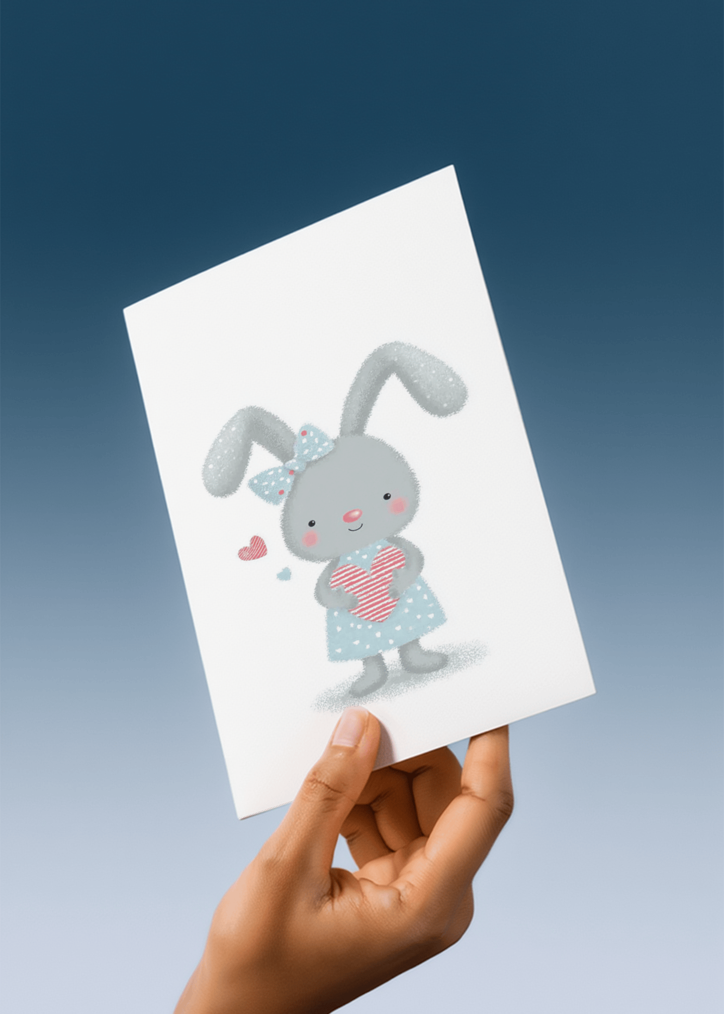 Cute Bunny Heart Card mockup 4