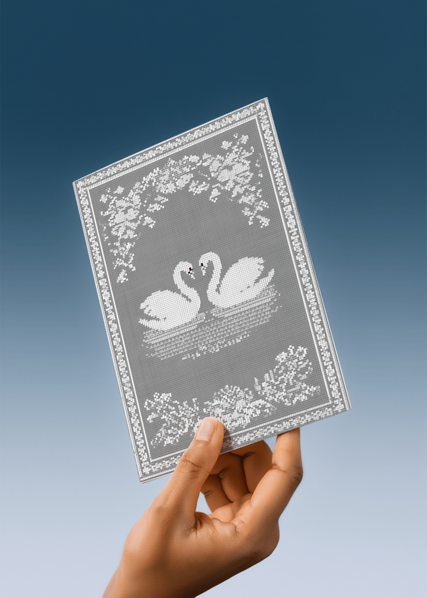 Elegant Swan Romance Card mockup 4