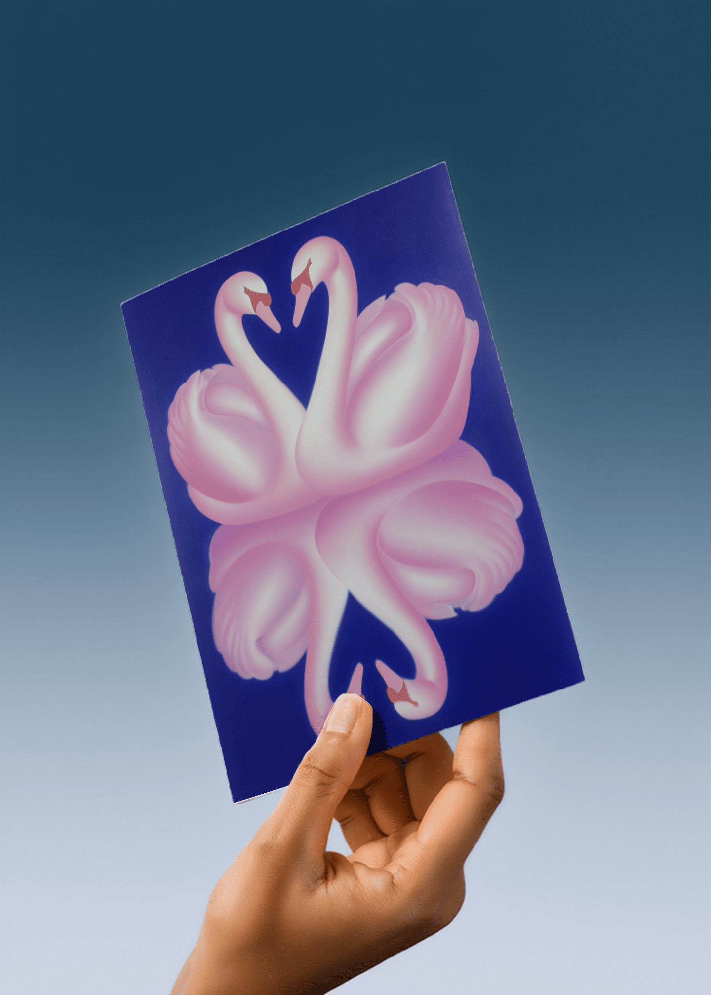 Elegant Swan Reflection Card mockup 4