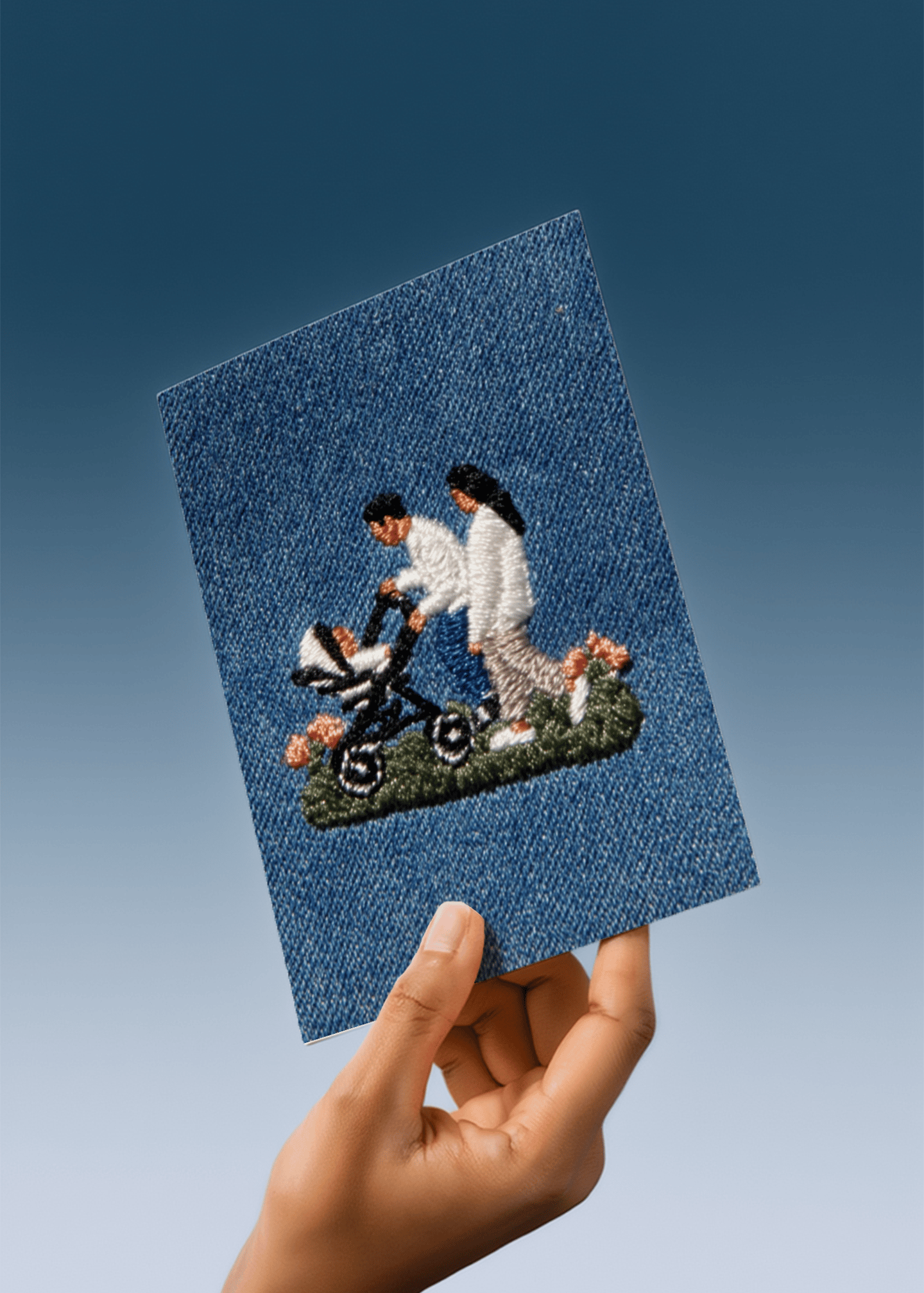 Joyful Family Stroll Embroidery Card mockup 4