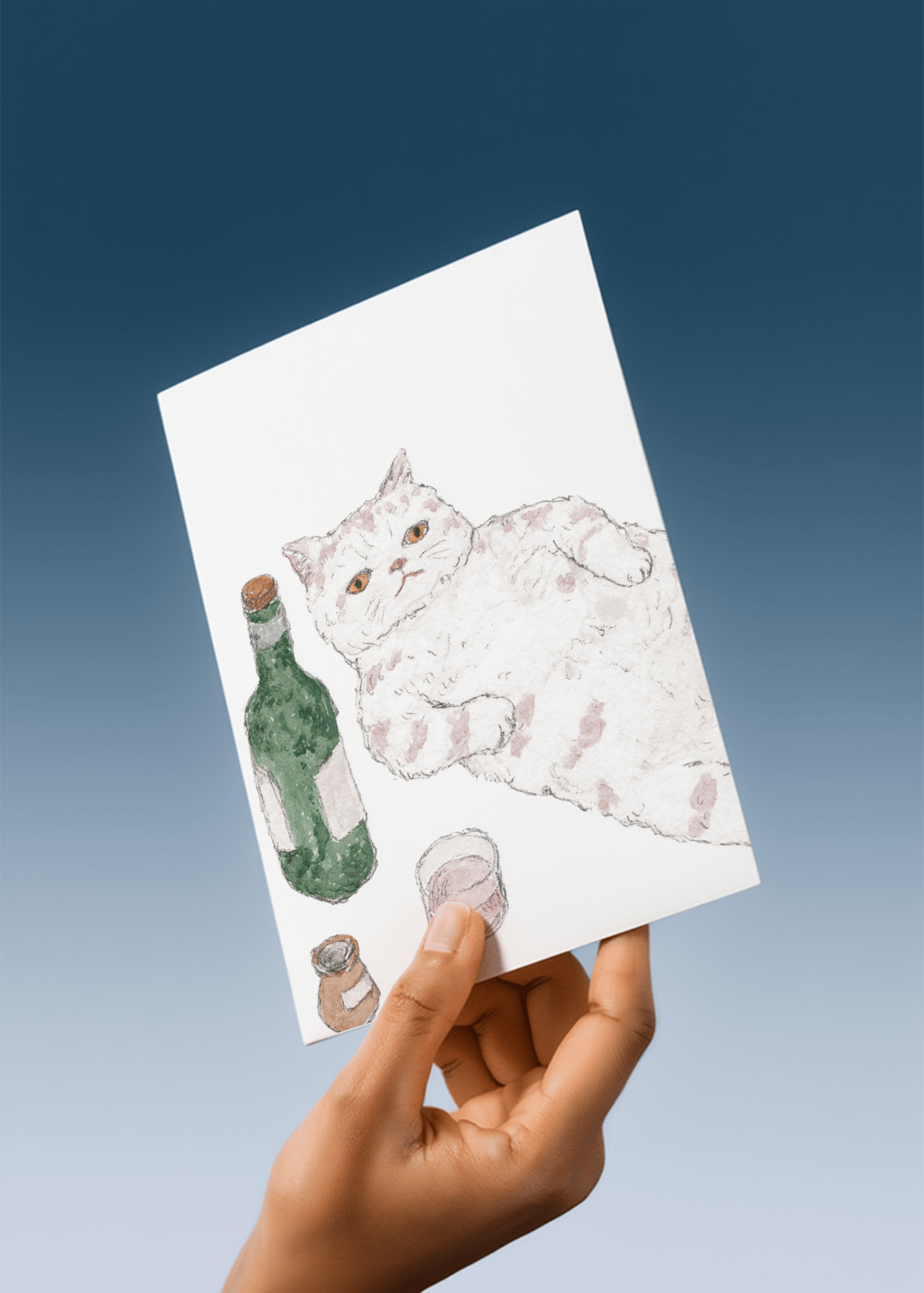 Relaxed Cat with Wine mockup 4