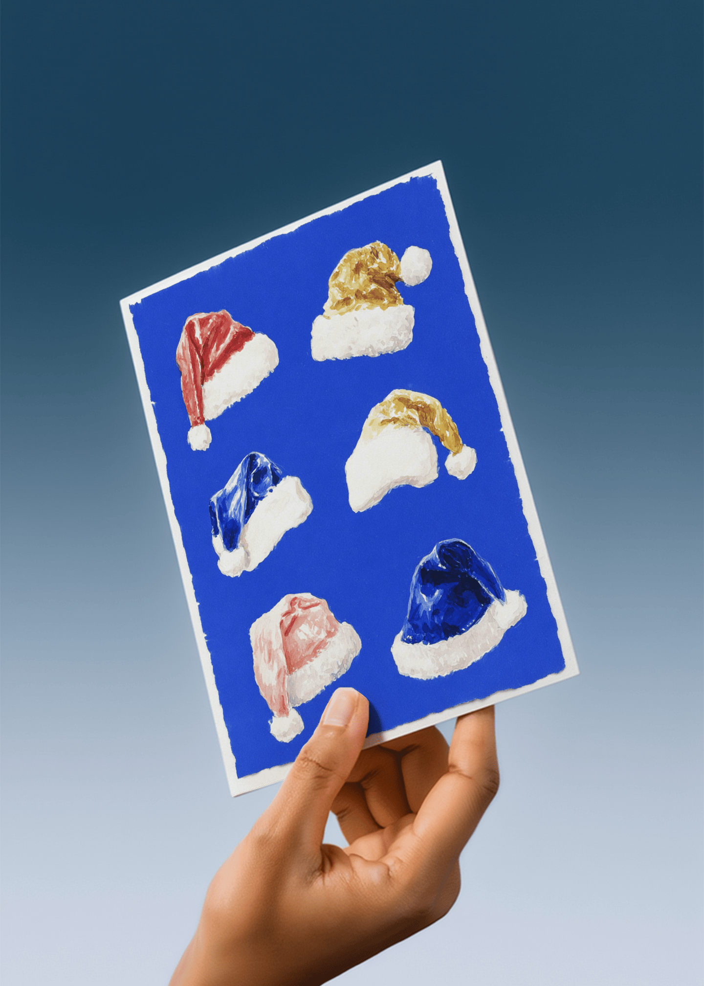 Colorful Santa Hats Greeting Card mockup 4