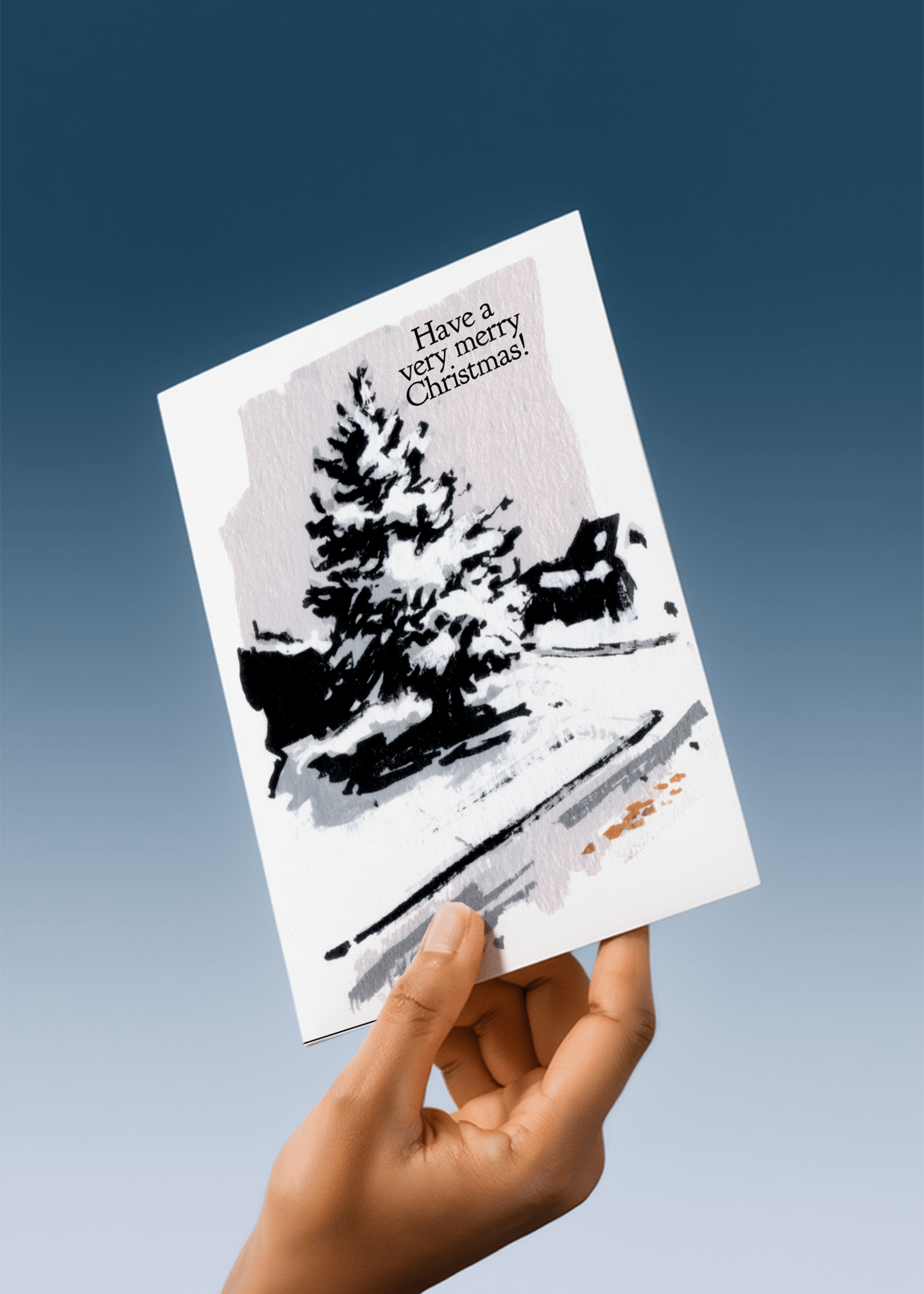 Snowy Christmas Wishes Card mockup 4