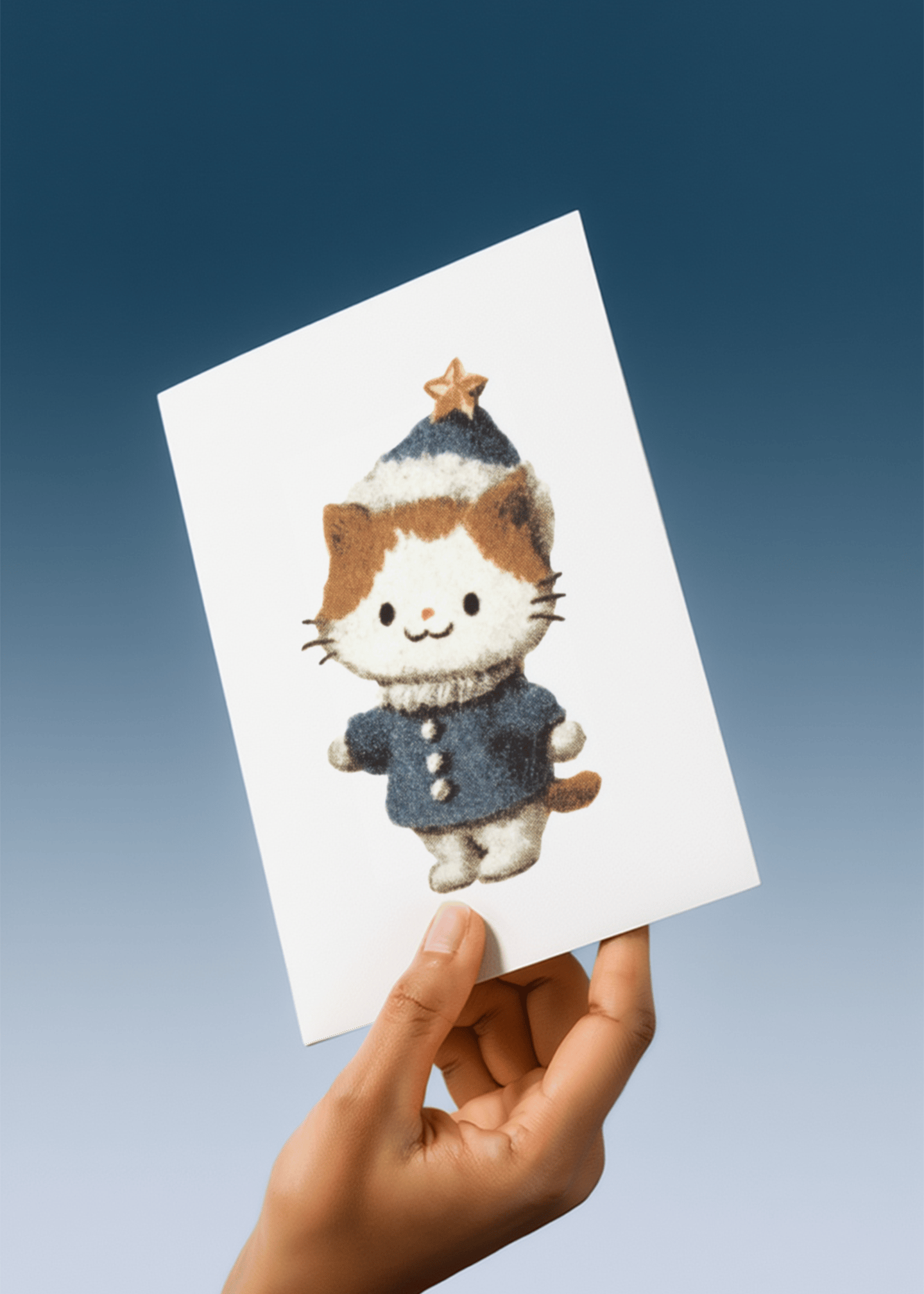 Cute Cat Winter Wishes Card mockup 4