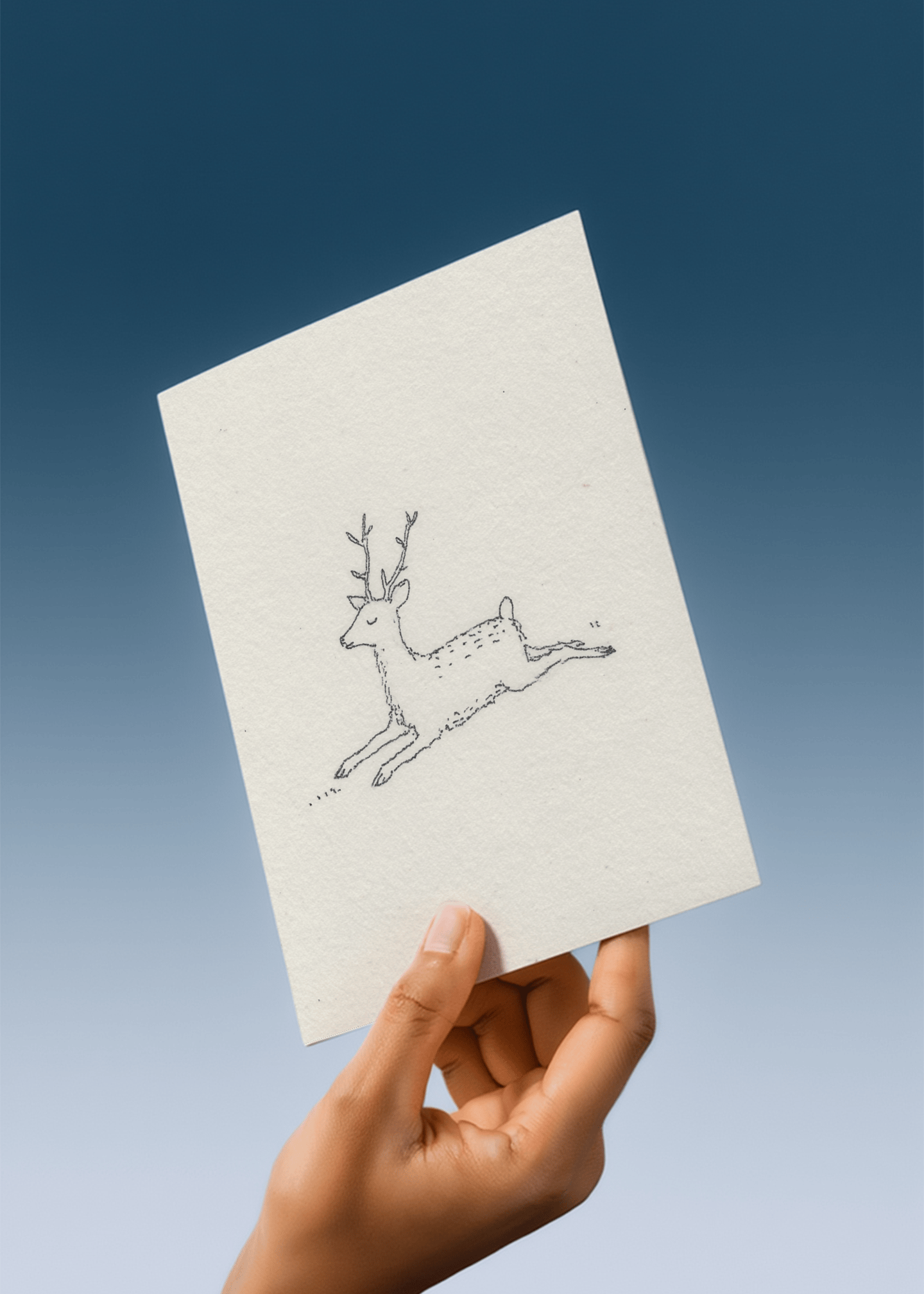 Peaceful Deer Illustration Card mockup 4