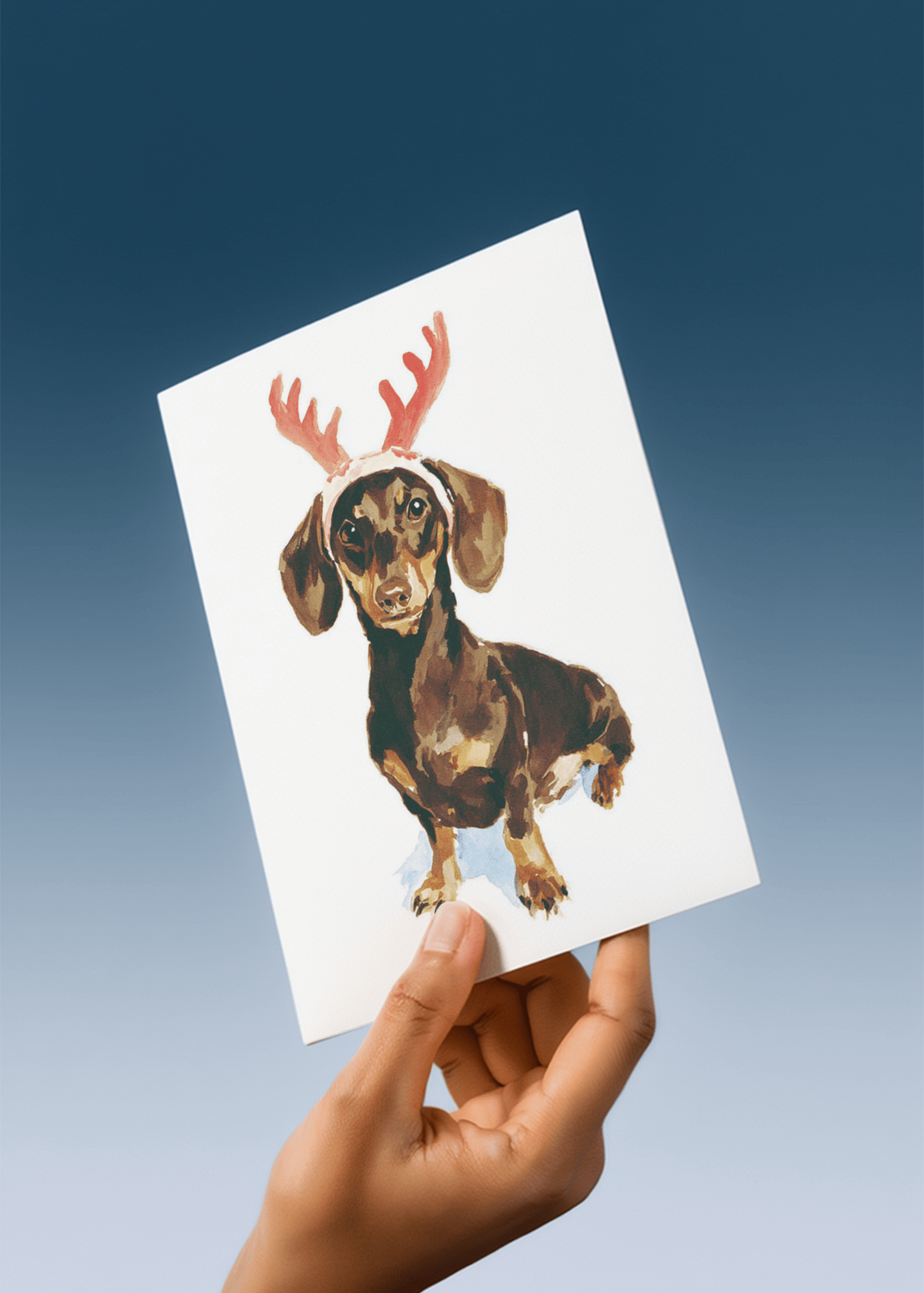 Festive Dachshund Delight Card mockup 4