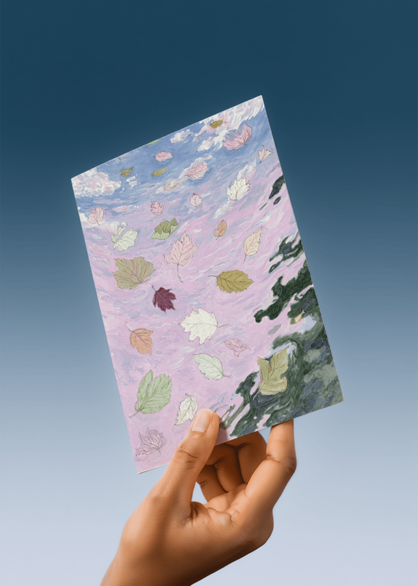 Ethereal Autumn Leaves Art Card mockup 4