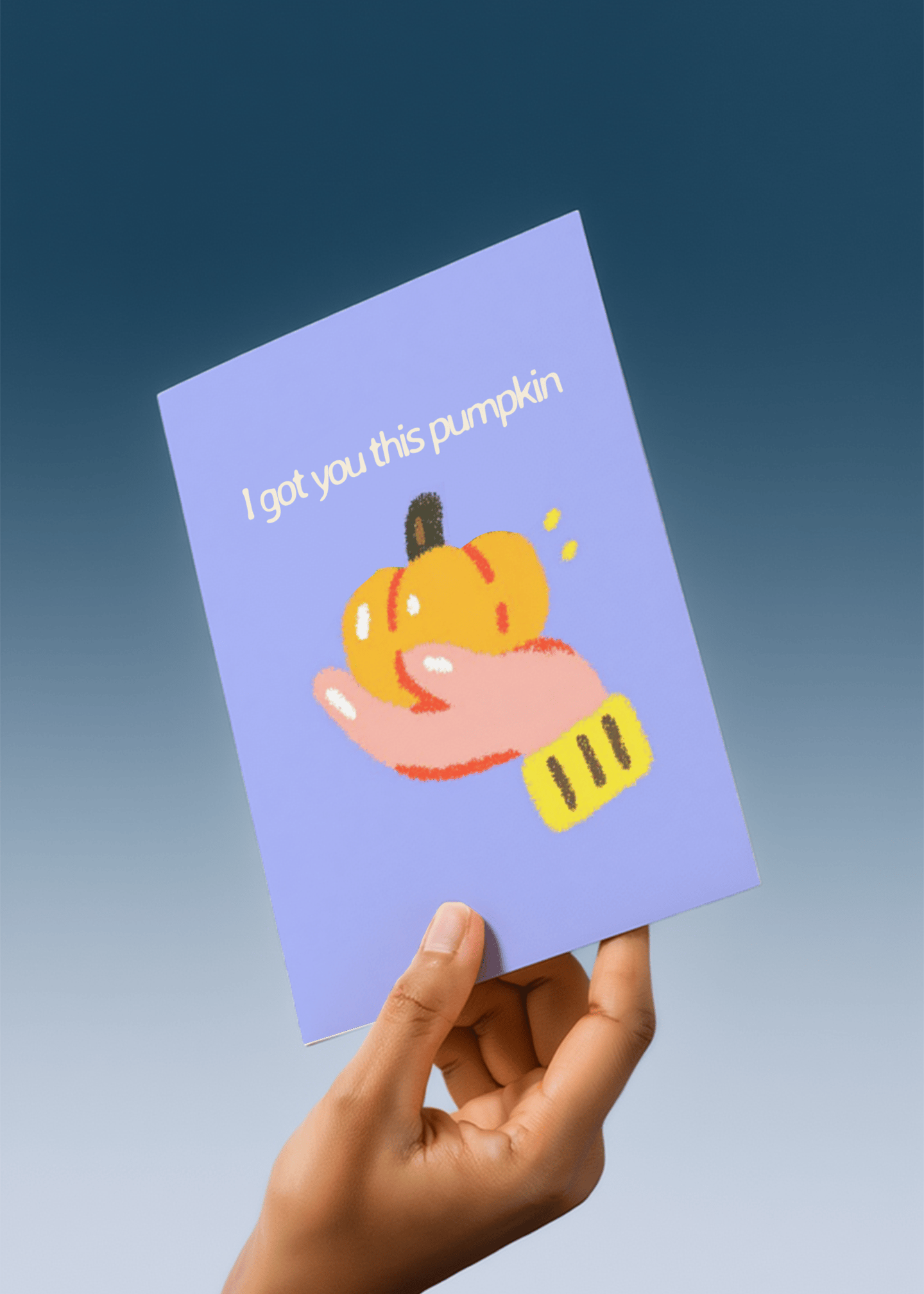 Whimsical Pumpkin Surprise Card mockup 4