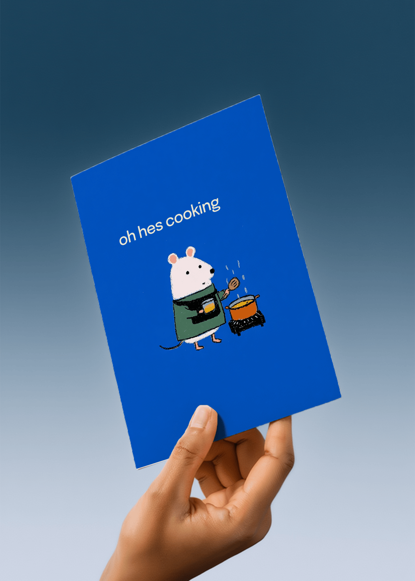 Whimsical Cooking Mouse Card mockup 4