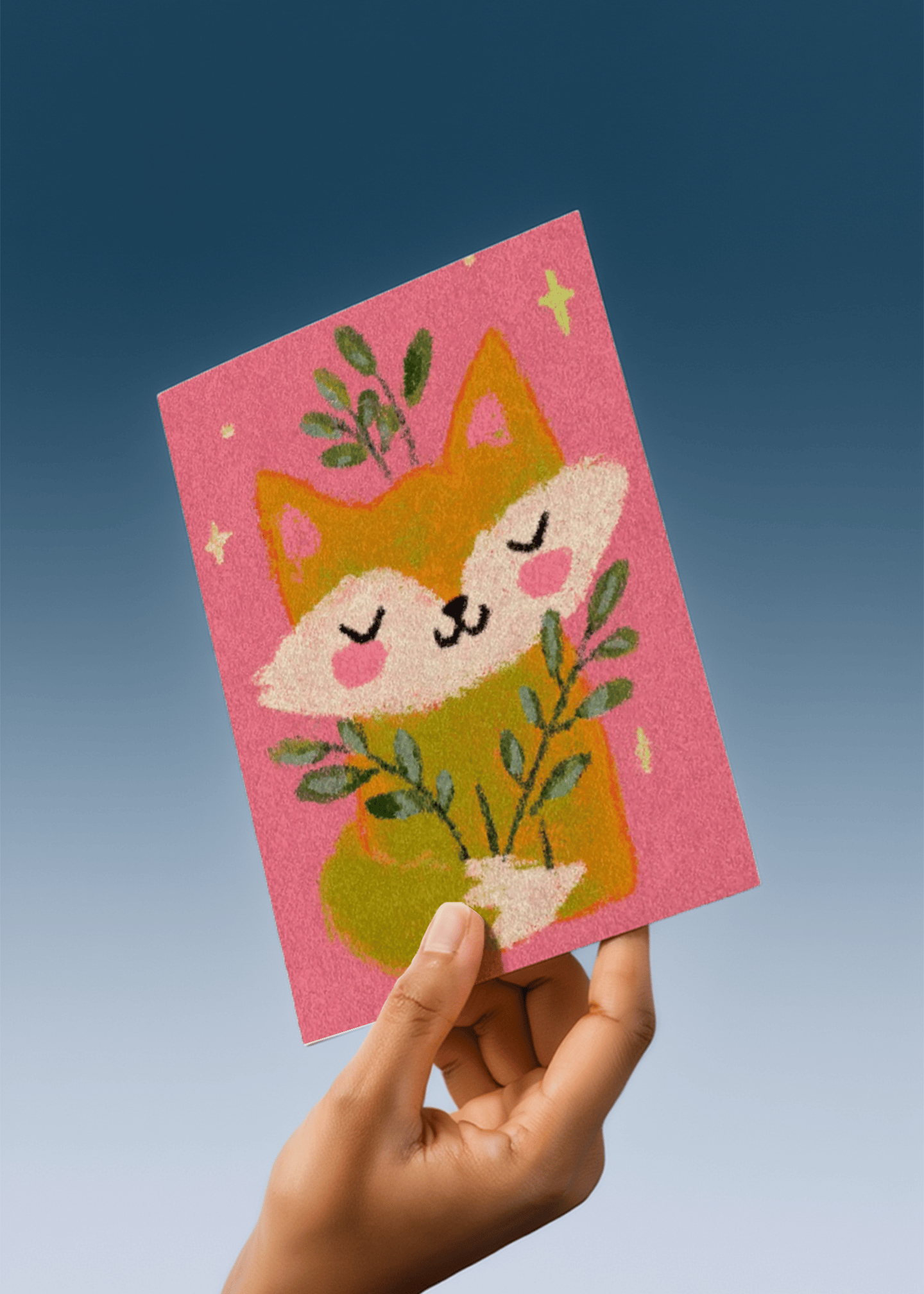 Adorable Fox Greeting Card mockup 4
