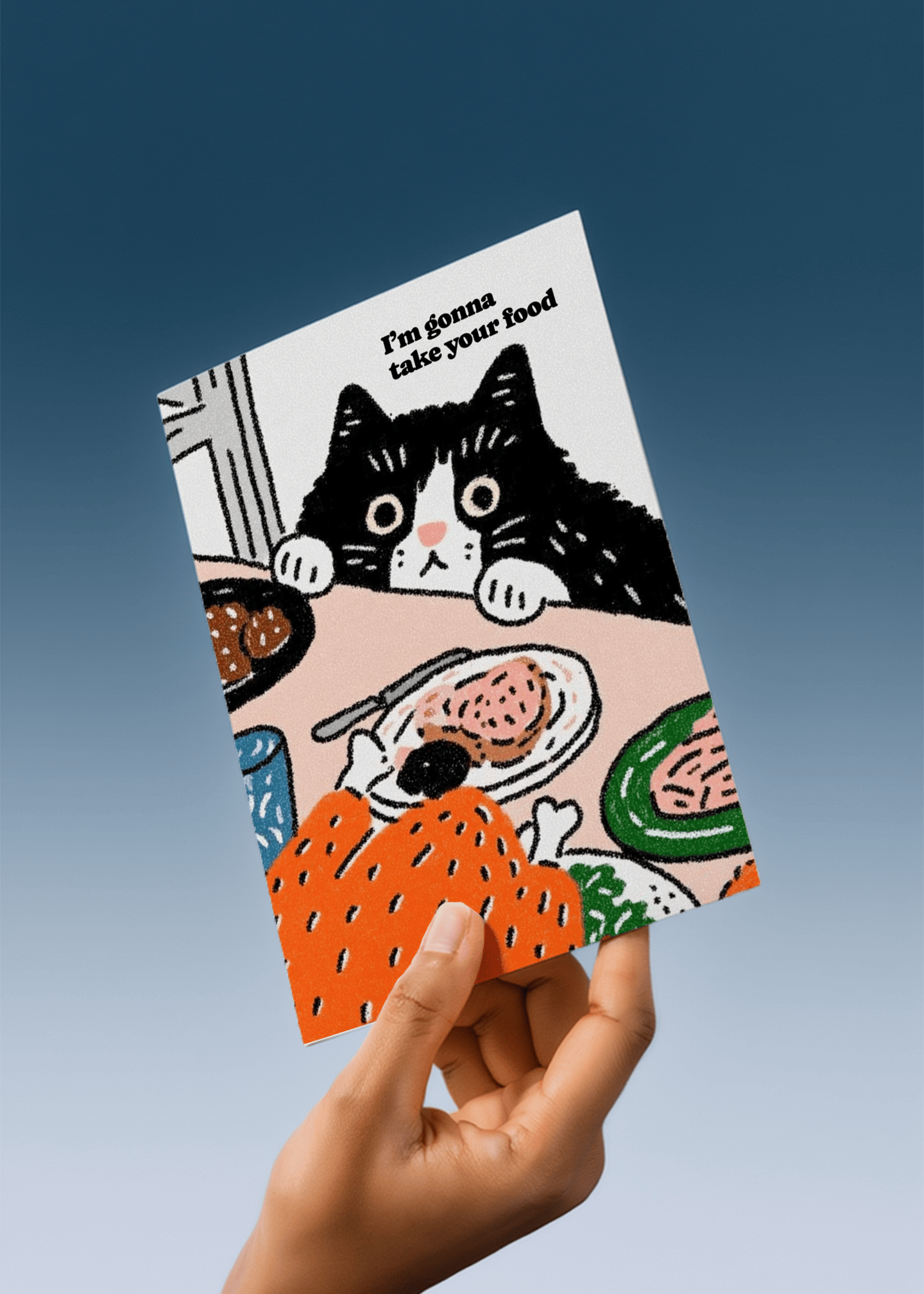 Hungry Cat Humor Card mockup 4
