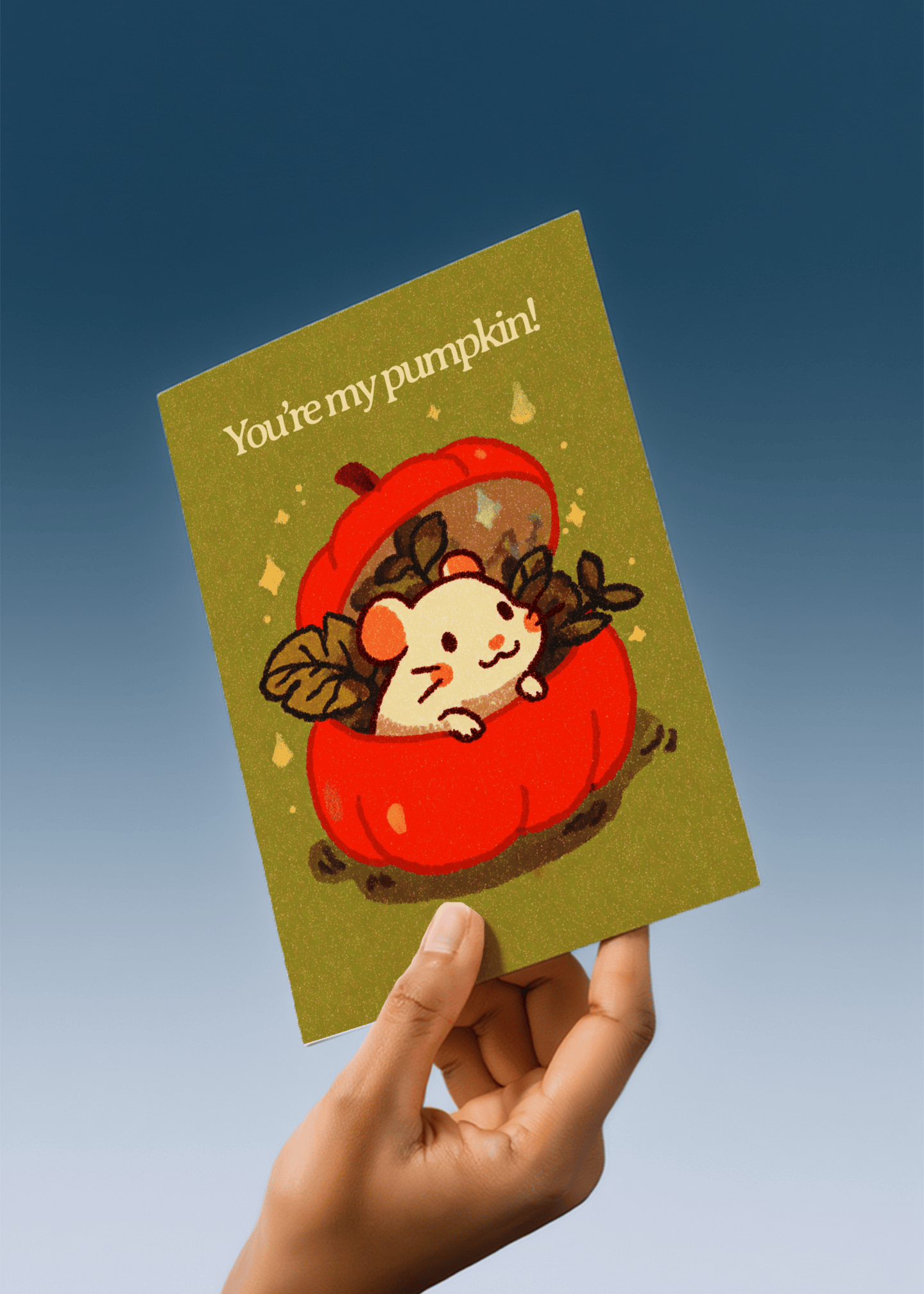 Adorable Pumpkin Mouse Card mockup 4