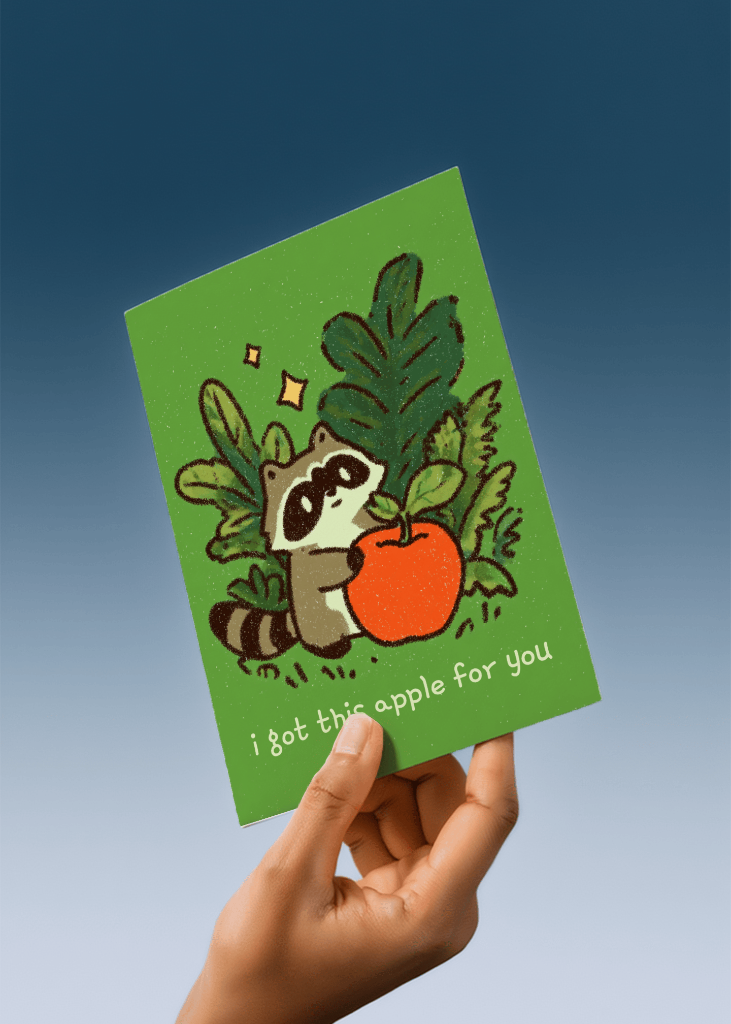 Adorable Raccoon Apple Love mockup 4