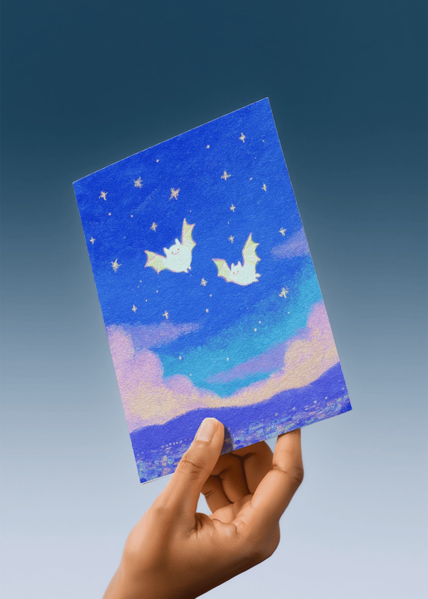 Starry Night Bat Greetings mockup 4